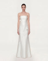 Strapless Floral Polyester Dress - White