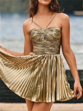 A-Line/Princess Spaghetti Straps Sleeveless Short/Mini Party Dance Homecoming Dress with Pleated