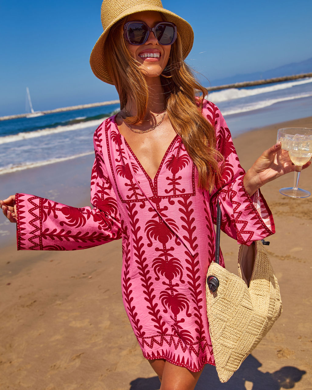 Sunset Riviera Abstract Mini Shift Dress