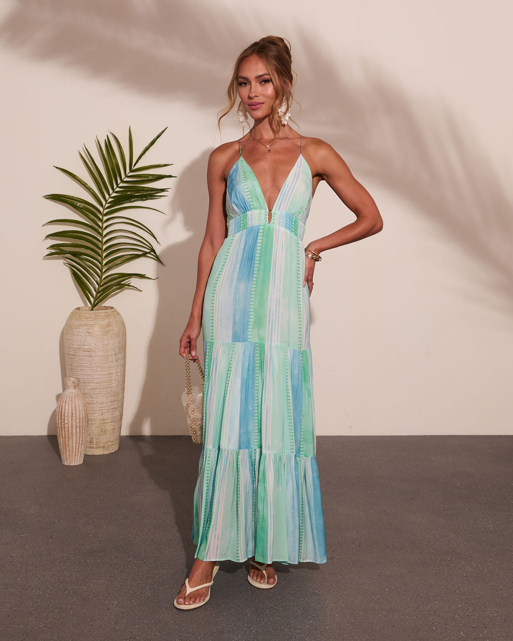Amanah Geometric Print Maxi Dress