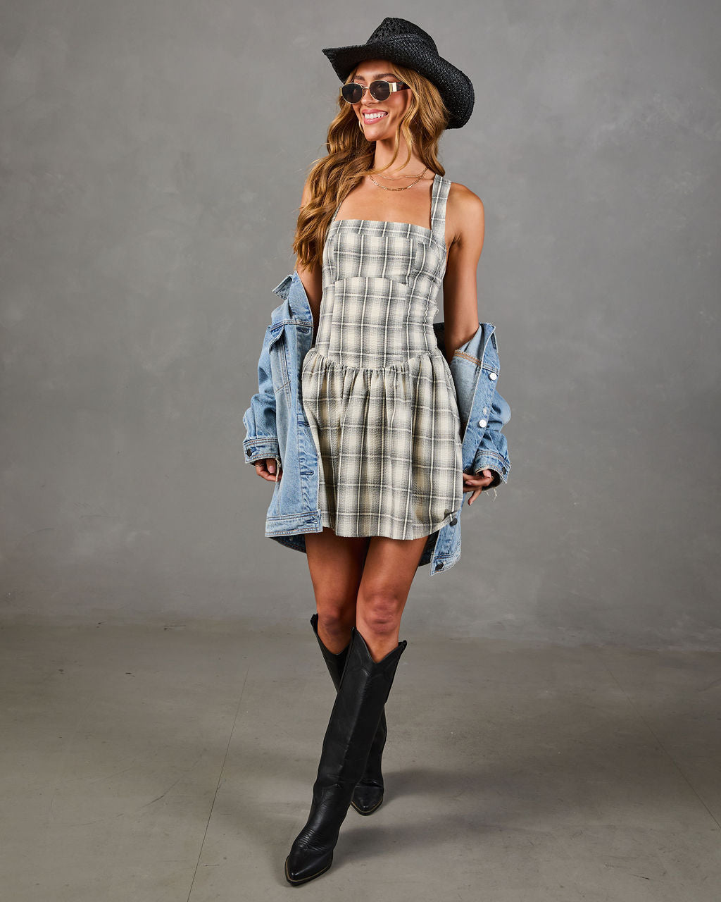 Dyanne Plaid Print Mini Dress