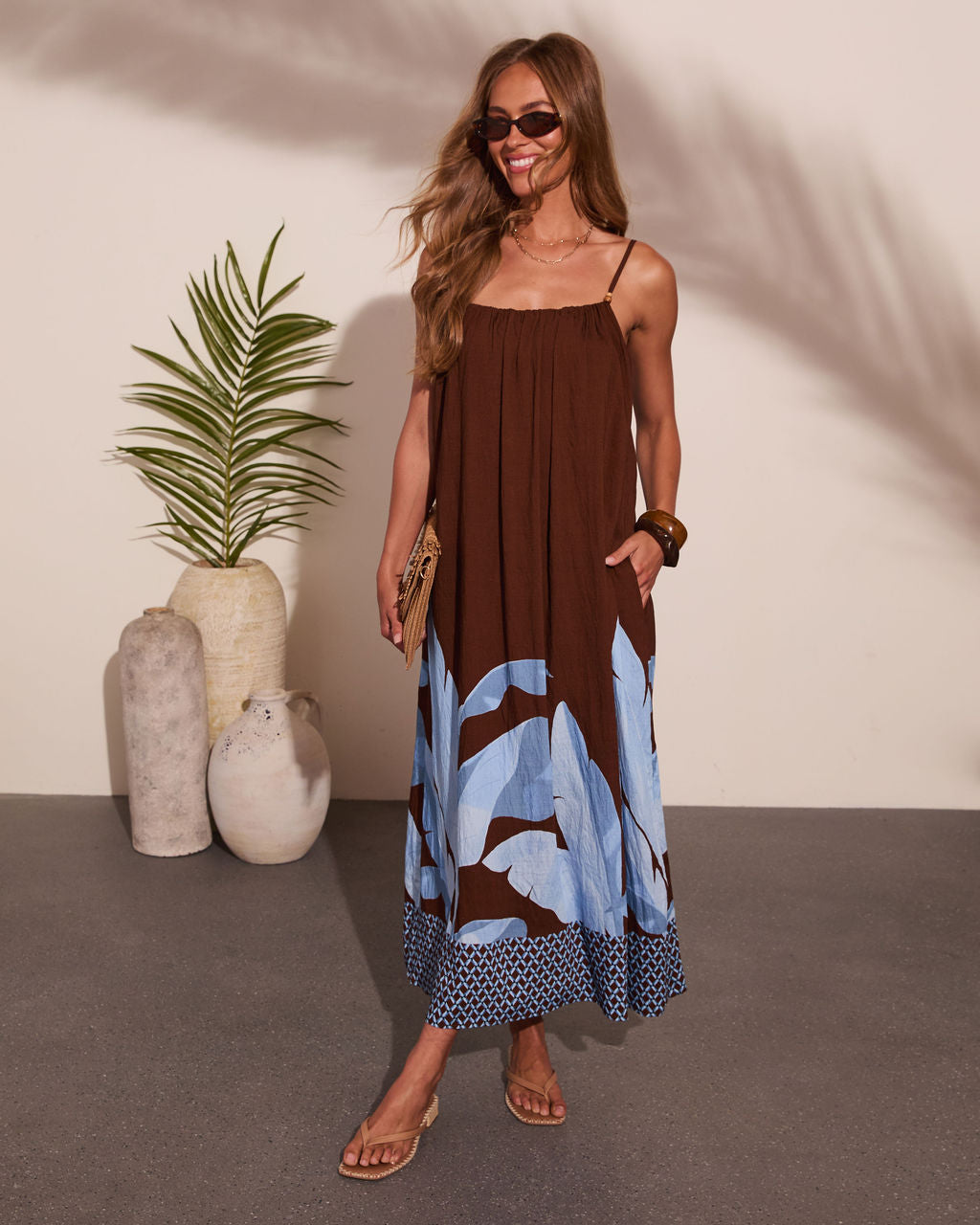 Amalfi Society Tropical Print Maxi Dress