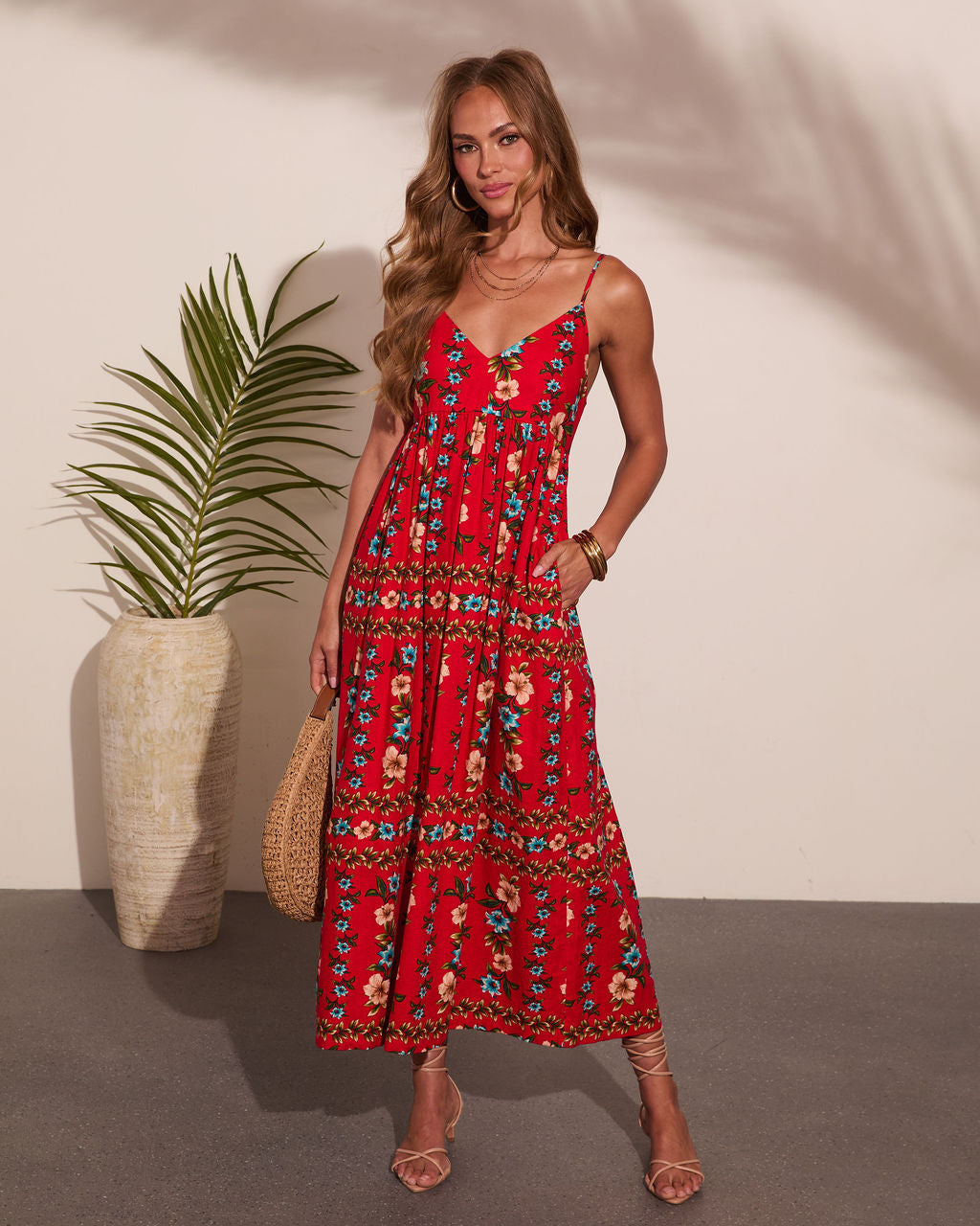 Wildflower Whisper Linen Blend Floral Maxi Dress