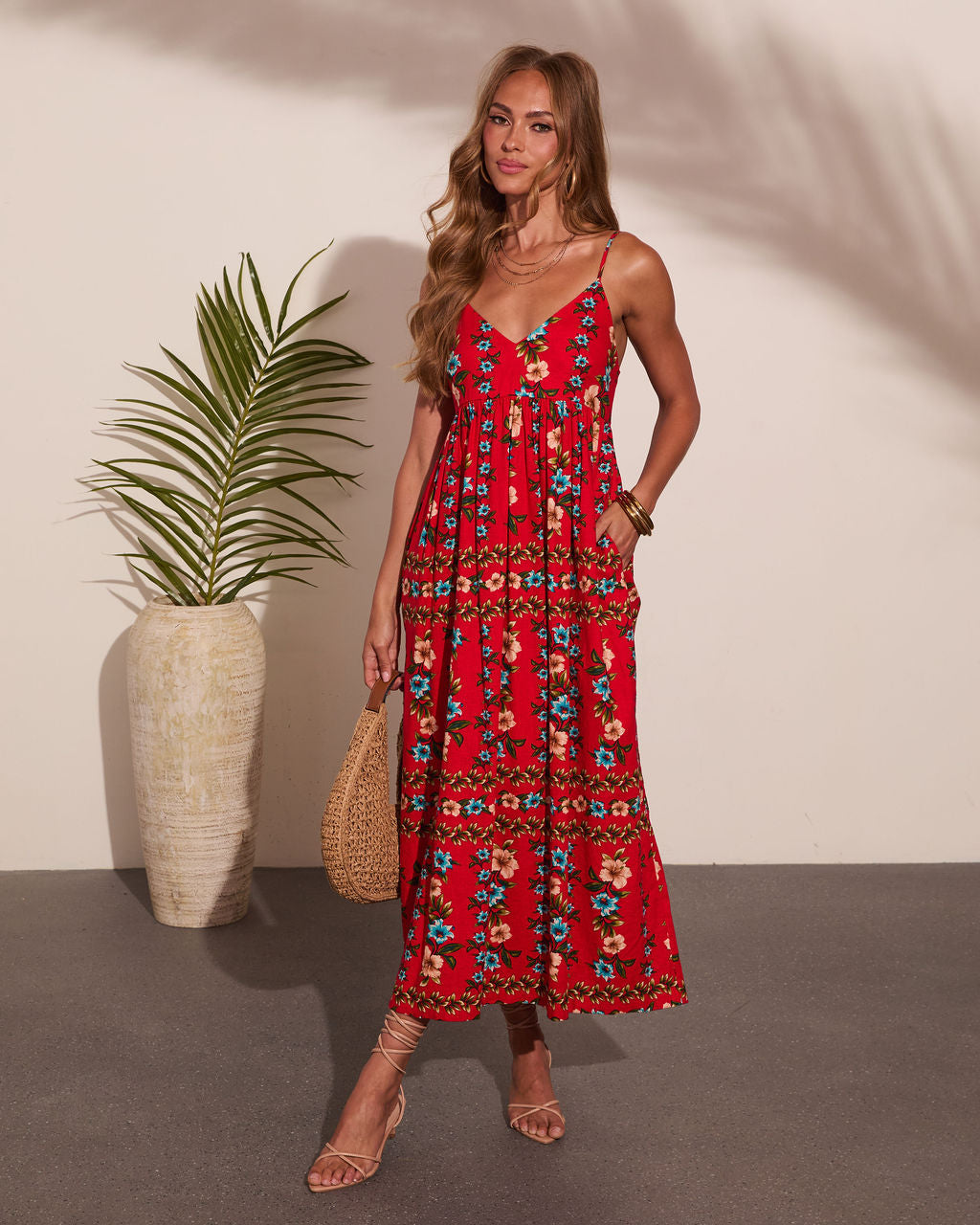 Wildflower Whisper Linen Blend Floral Maxi Dress
