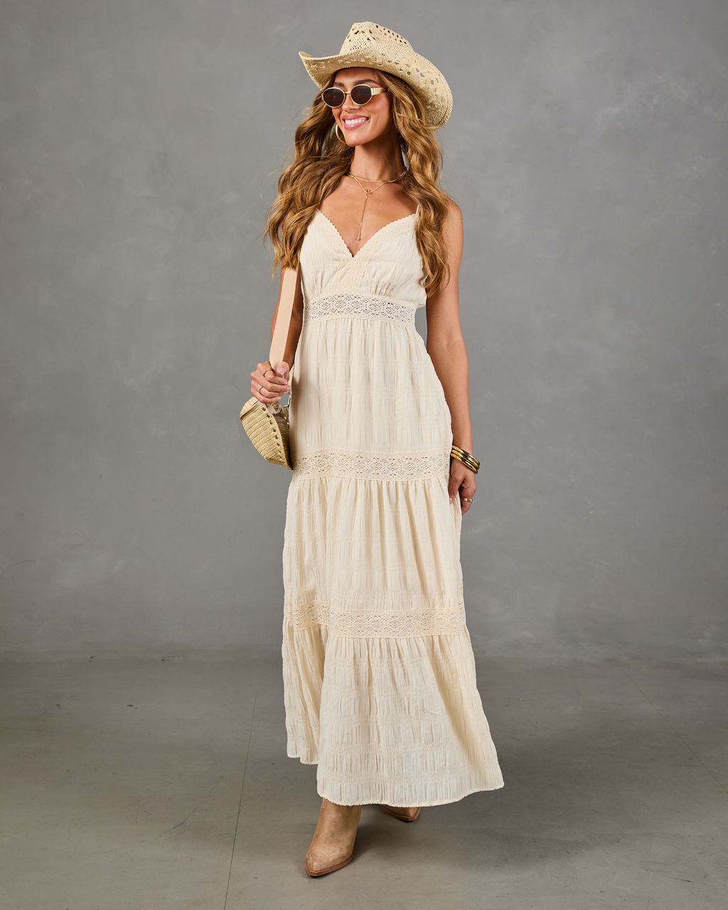 Sunkiss Veil Lace Trim Maxi Dress
