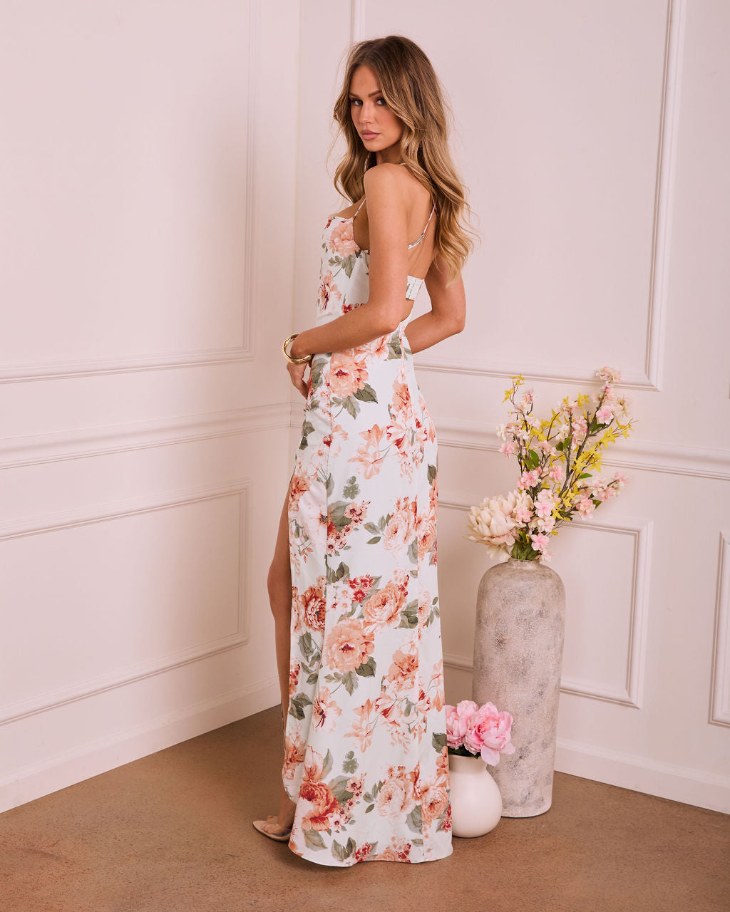 Honeyed Light Floral Maxi Dress