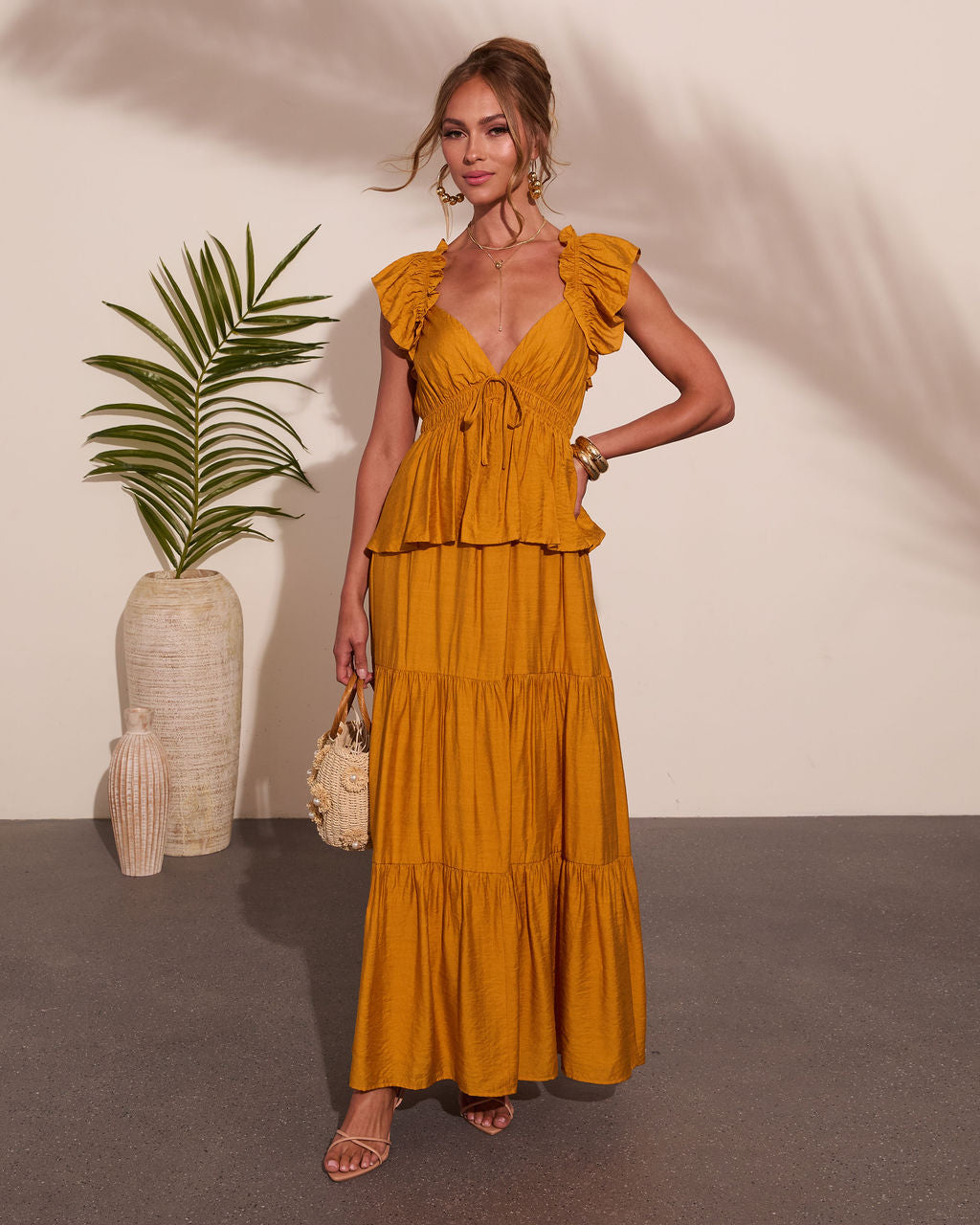Glow Tiered Peplum Maxi Dress