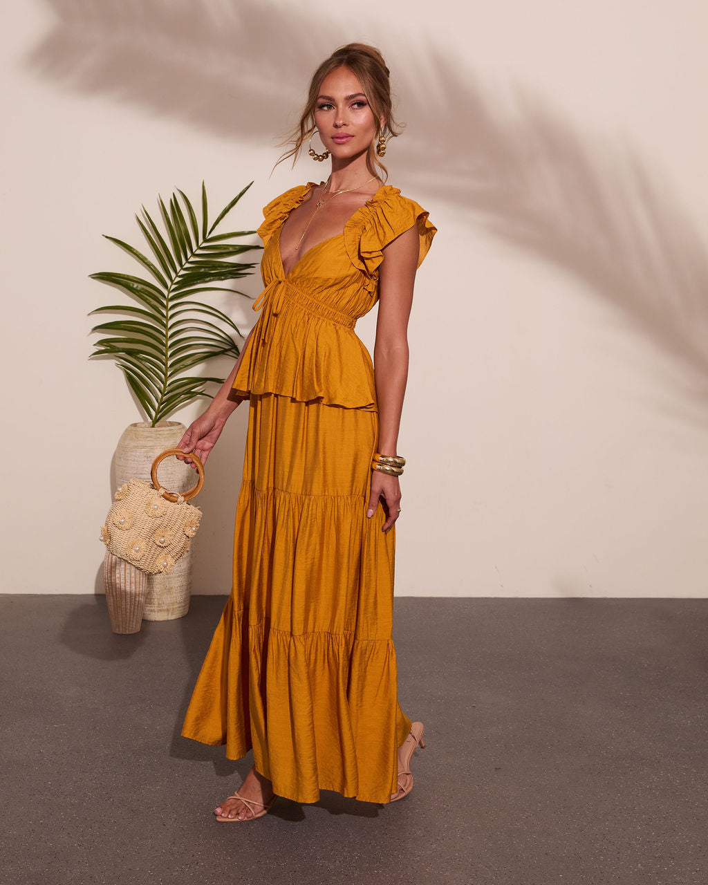 Glow Tiered Peplum Maxi Dress