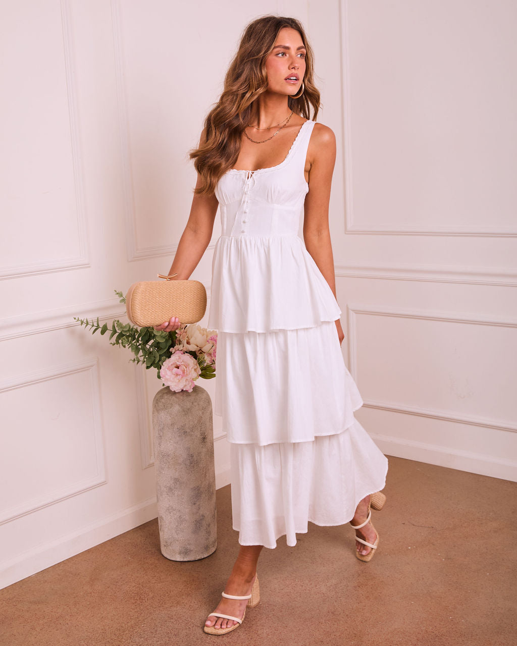 Raminah Tiered Linen Maxi Dress