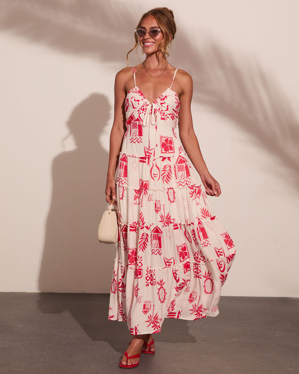 Harbor Nights Tropical Novelty Print Maxi Dress