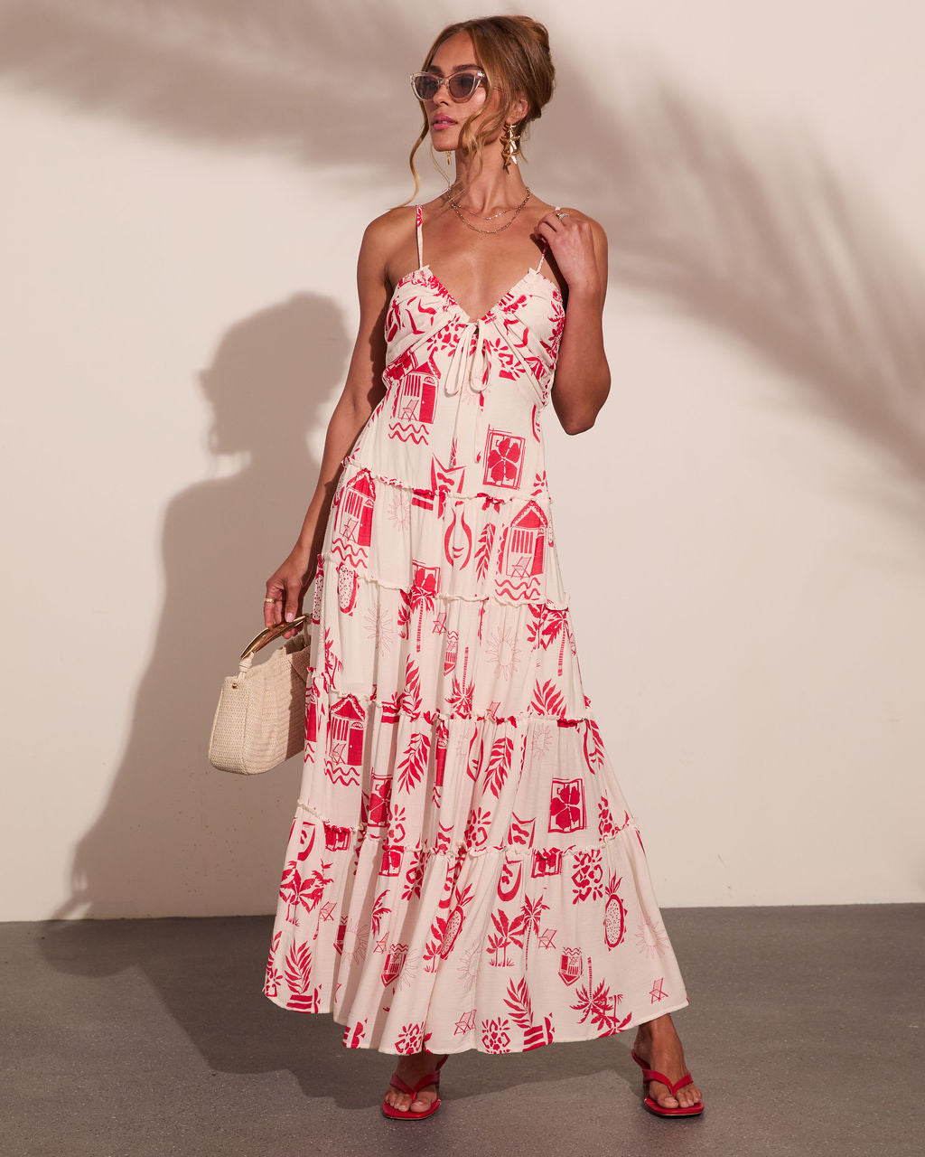 Harbor Nights Tropical Novelty Print Maxi Dress