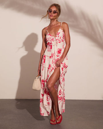 Harbor Nights Tropical Novelty Print Maxi Dress