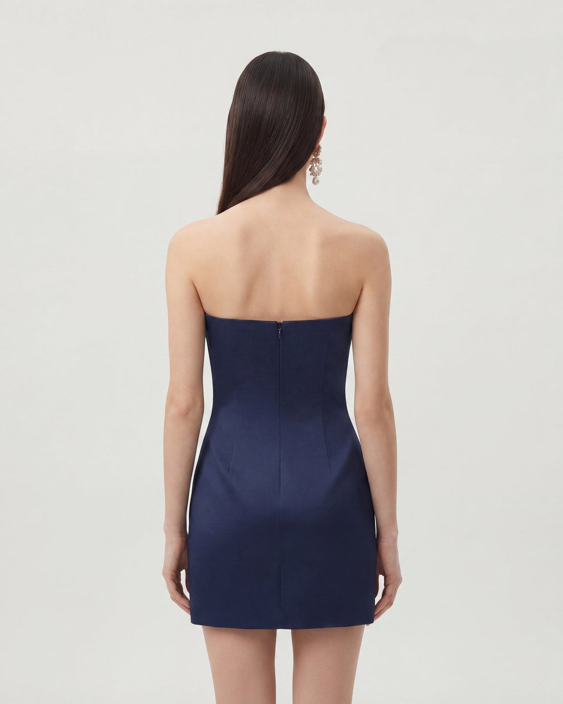 Floral Printed Mini Dress - Navy blue