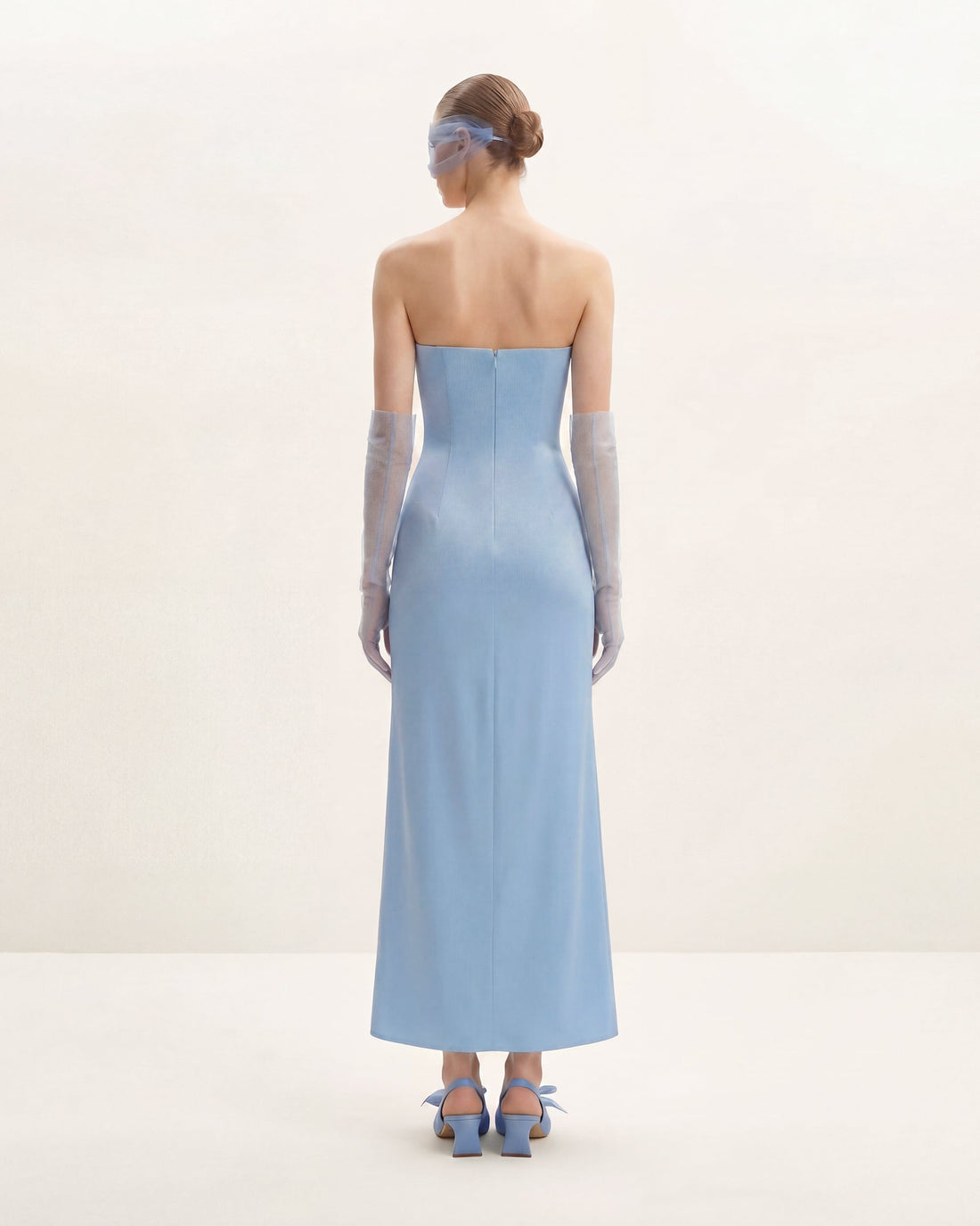 Floral Embroidered Long Dress - Blue