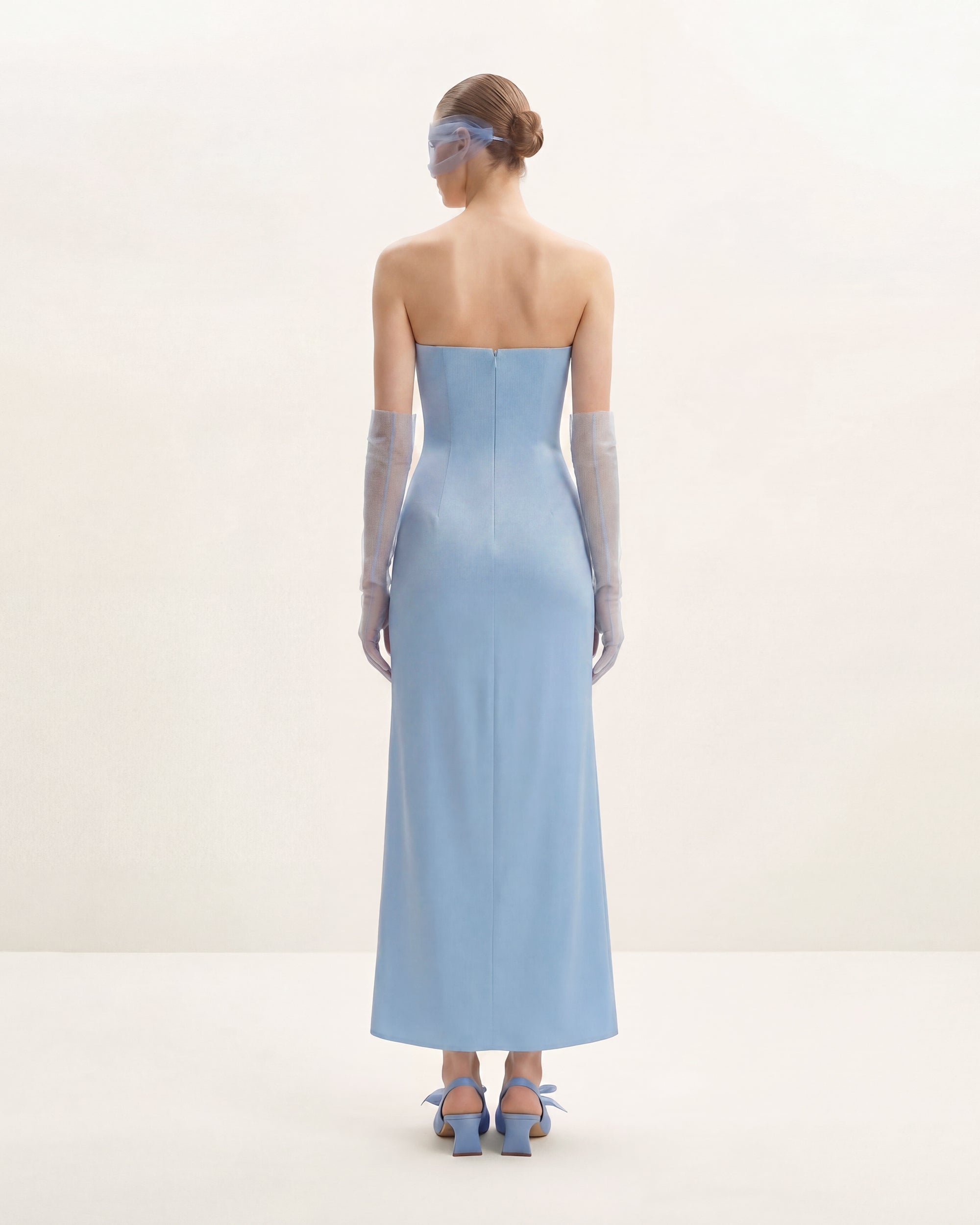 Floral Embroidered Long Dress - Blue