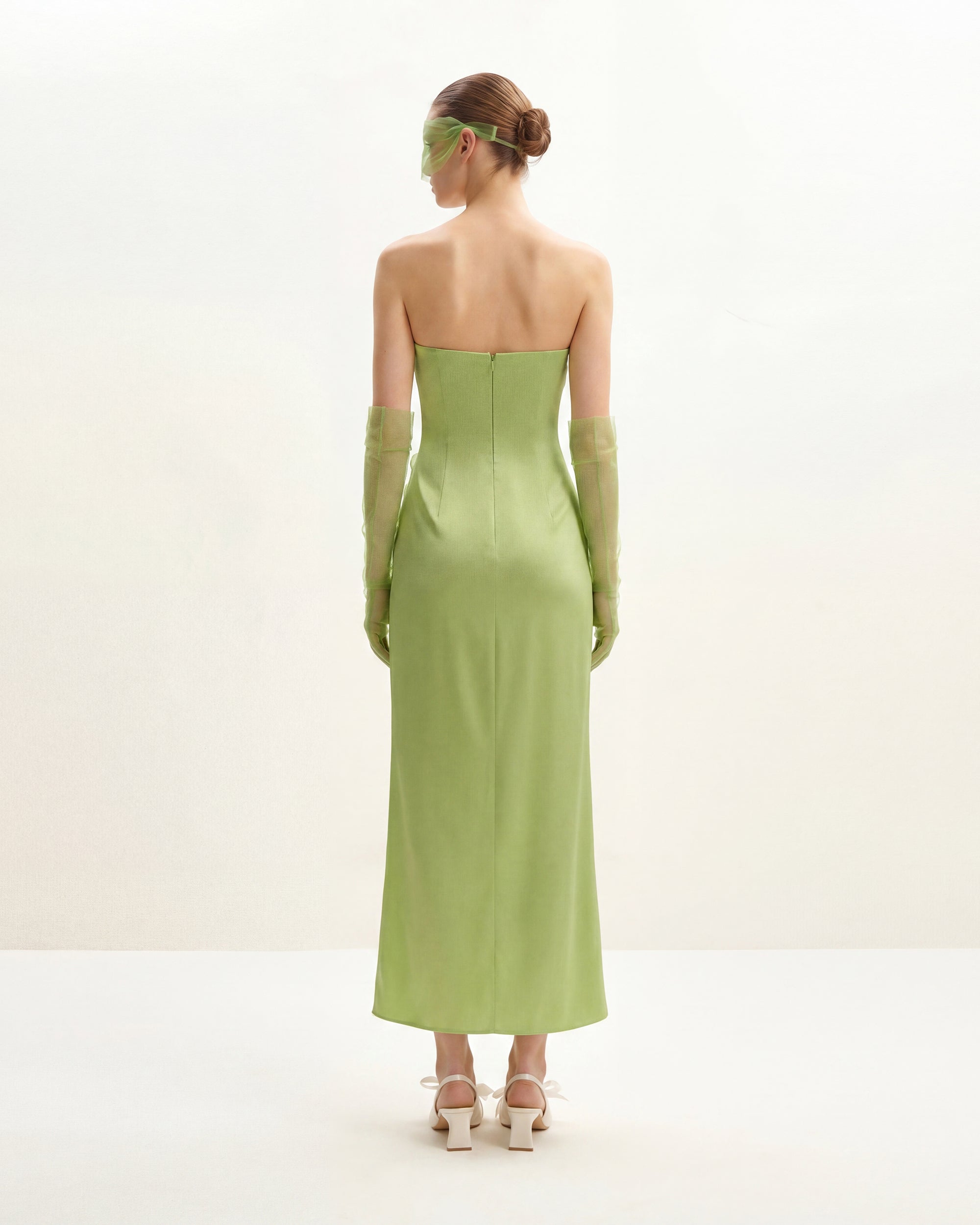 Floral Embroidered Long Dress - Green