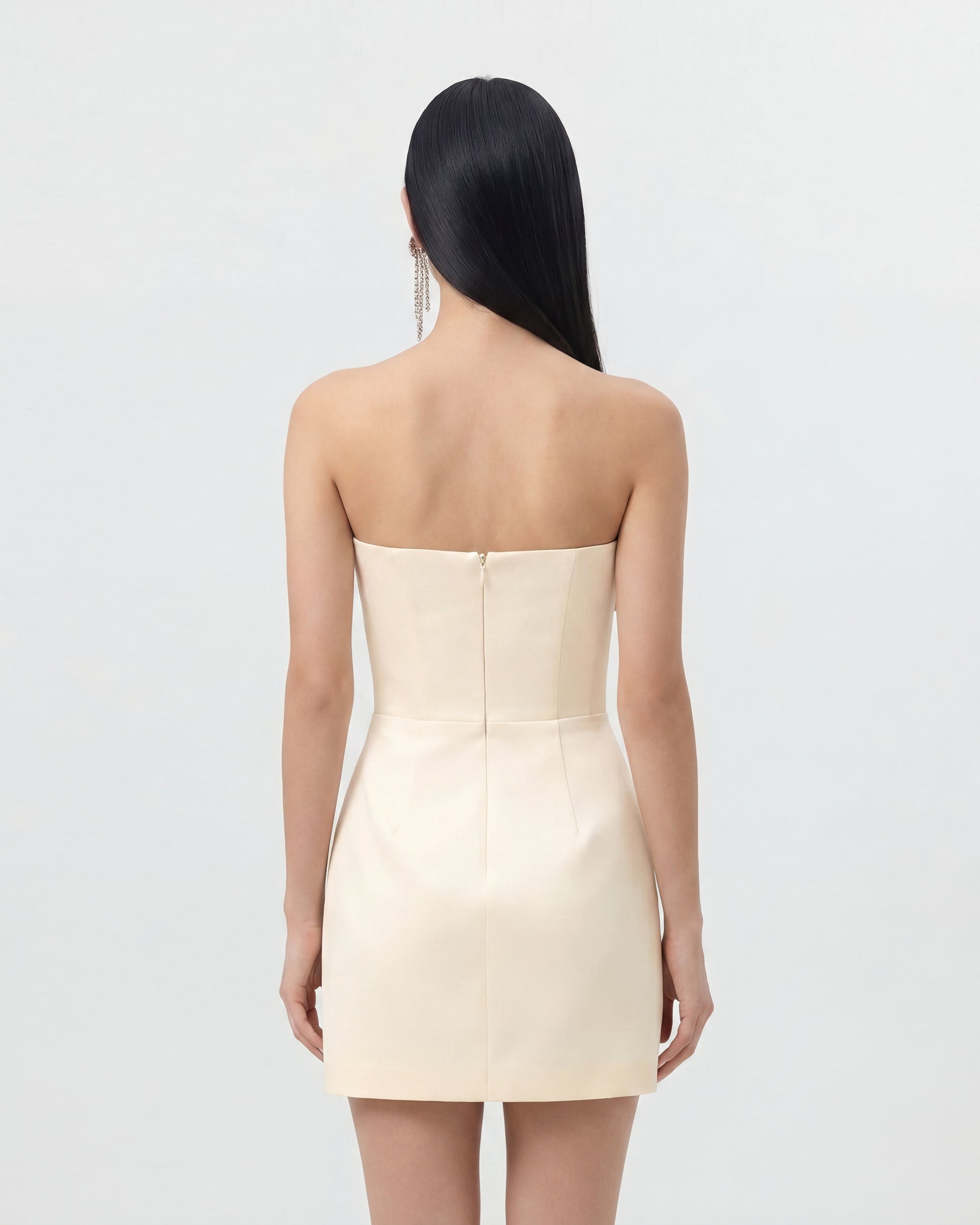 Slipper Orchid Appliqué Mini Dress - Ivory/Blue