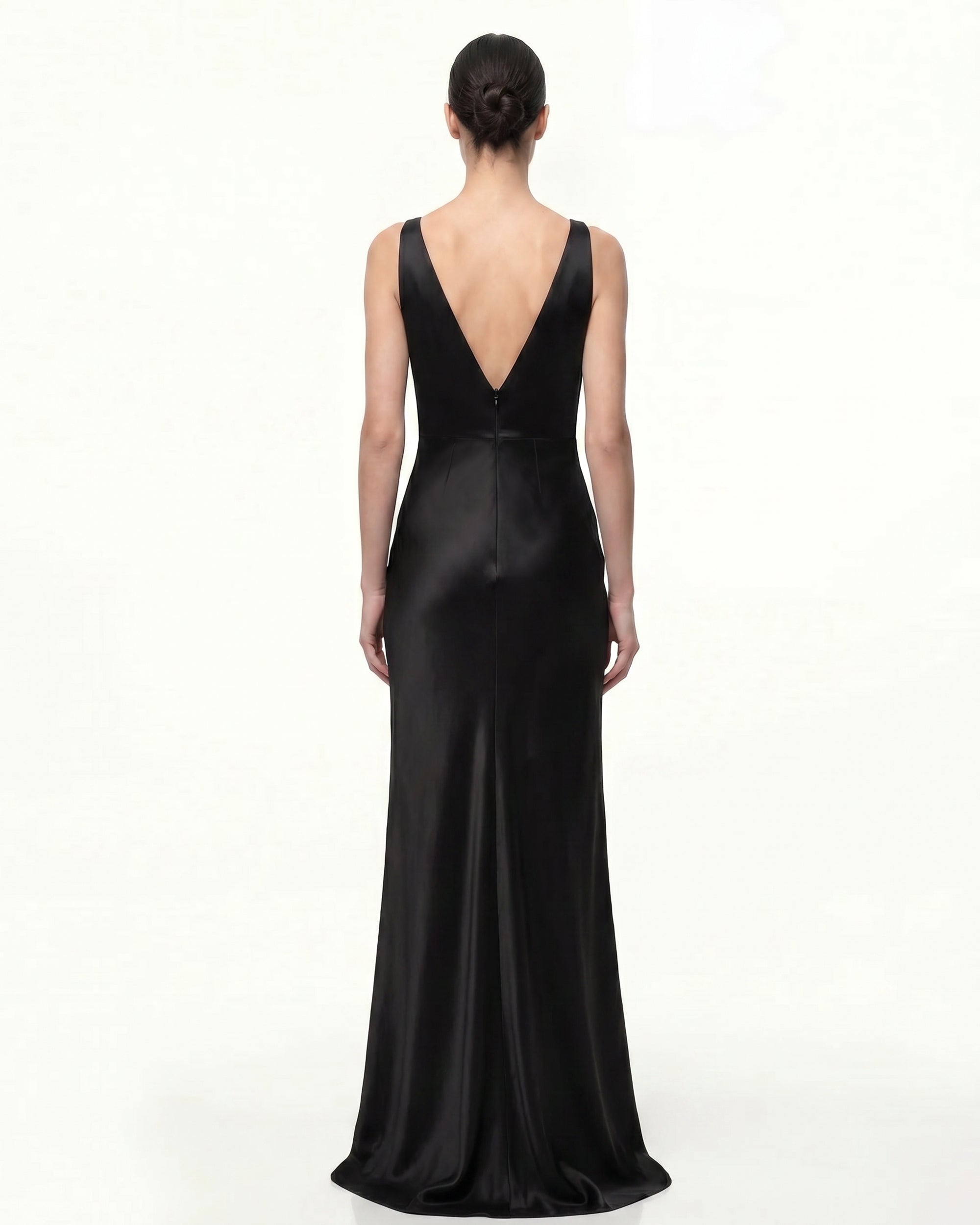 Floral Deep V Maxi Dress - Black