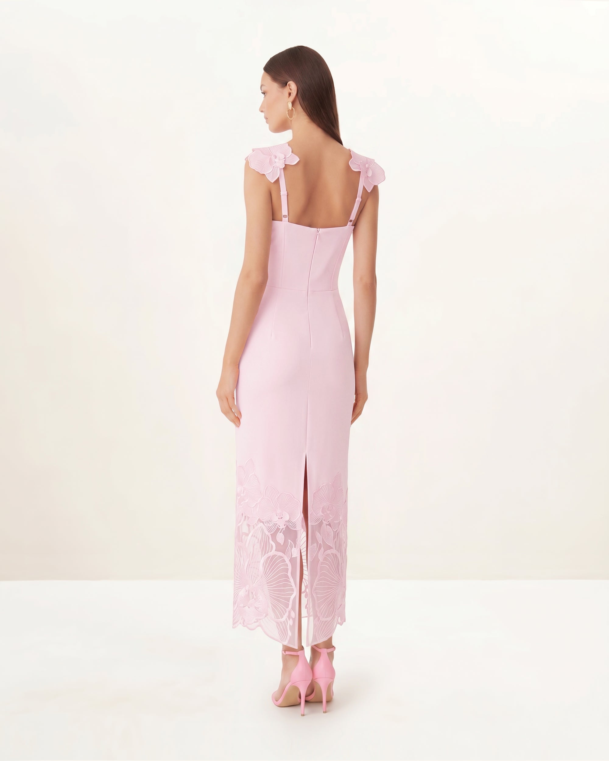 Orchid Embroidered Corset Dress - Dusty Rose