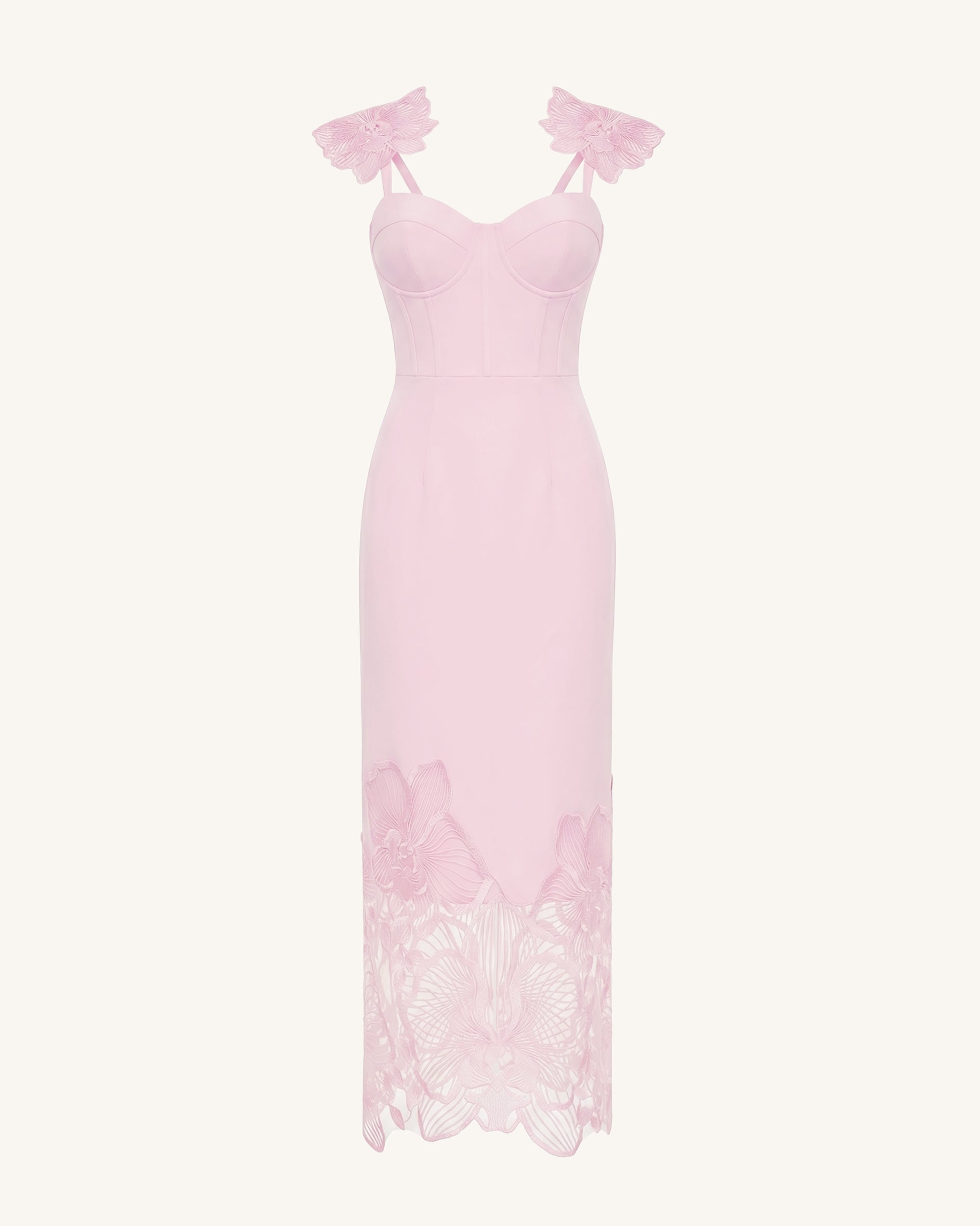 Orchid Embroidered Corset Dress - Dusty Rose