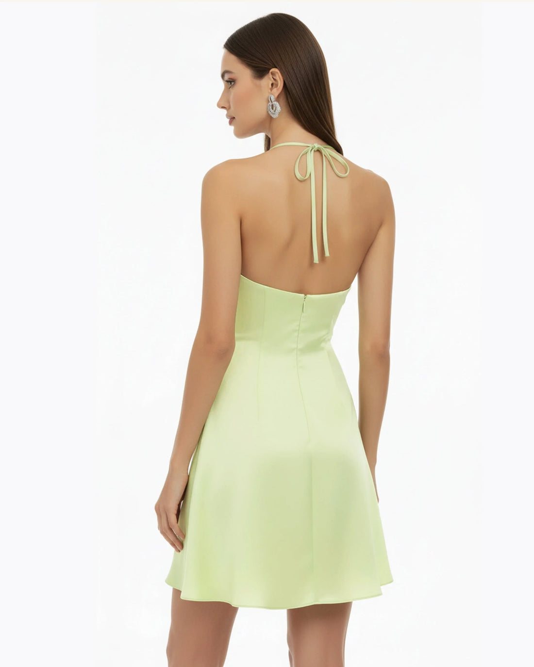 Orchid Embroidered Halter Mini Dress - Light Green