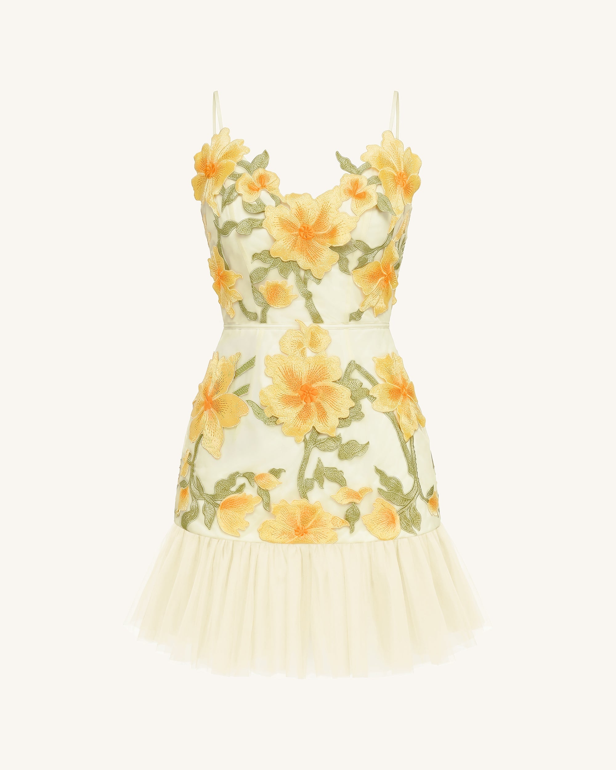 Floral Sling Mini Dress - Marigold