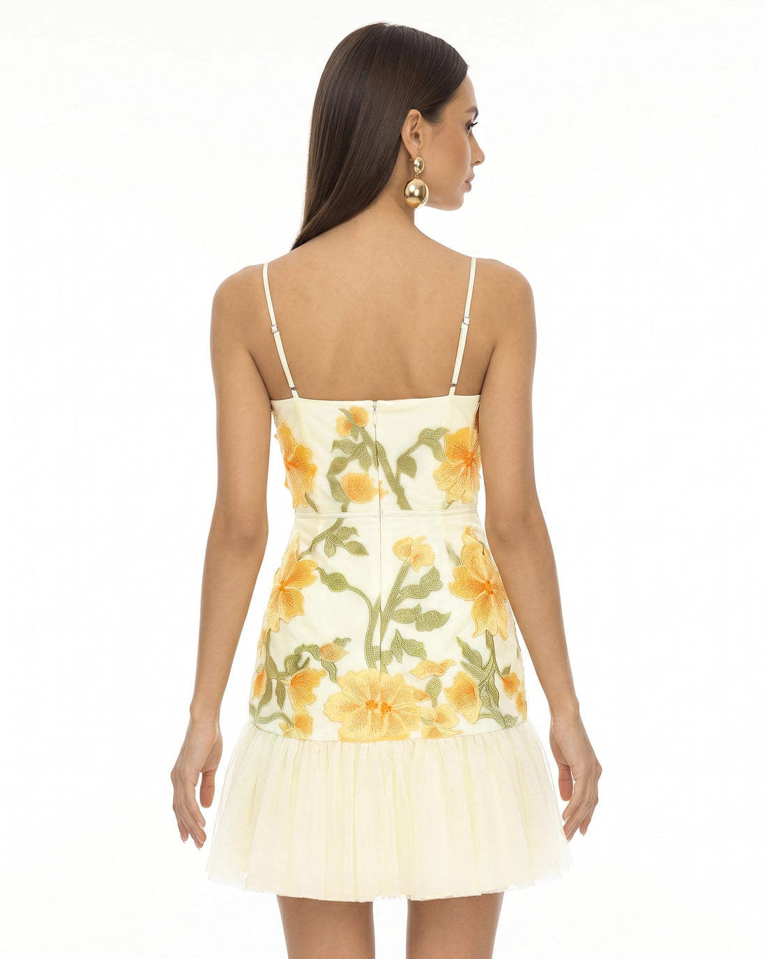 Floral Sling Mini Dress - Marigold