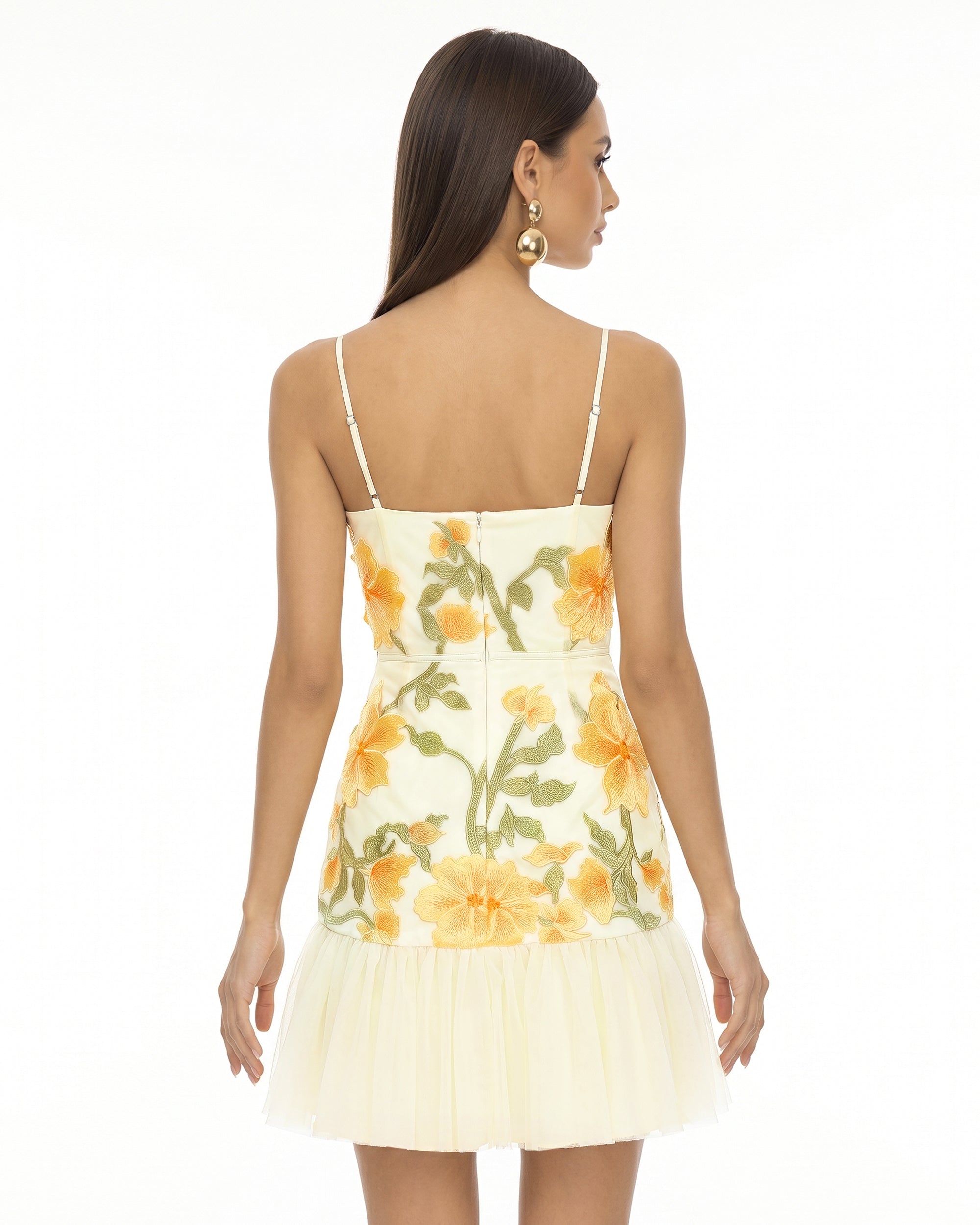 Floral Sling Mini Dress - Marigold