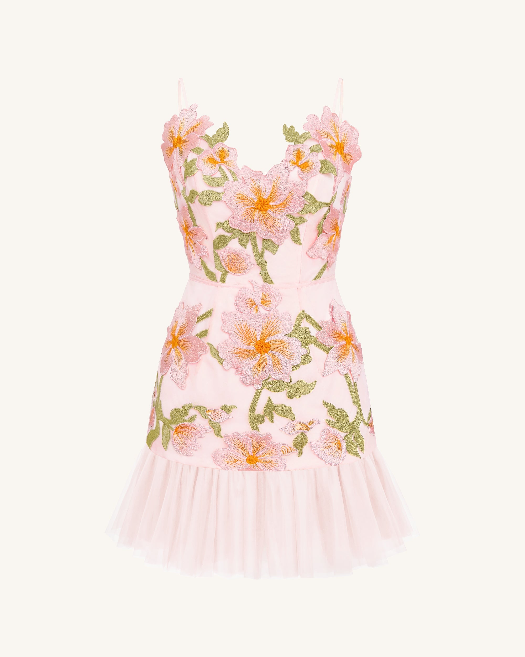 Floral Sling Mini Dress - Rose Pink