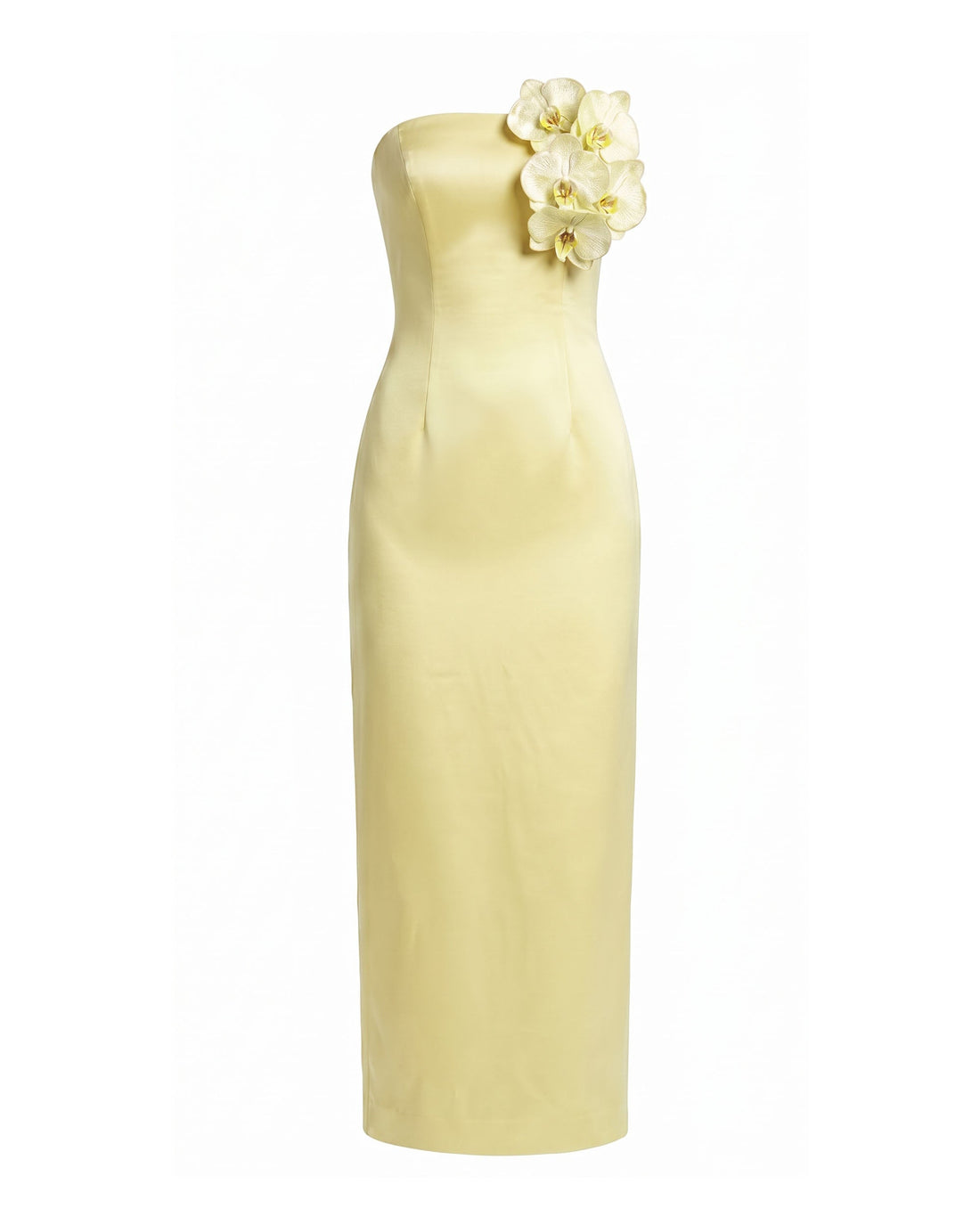 Orchid Embellished Strapless Maxi Dress - Yellow