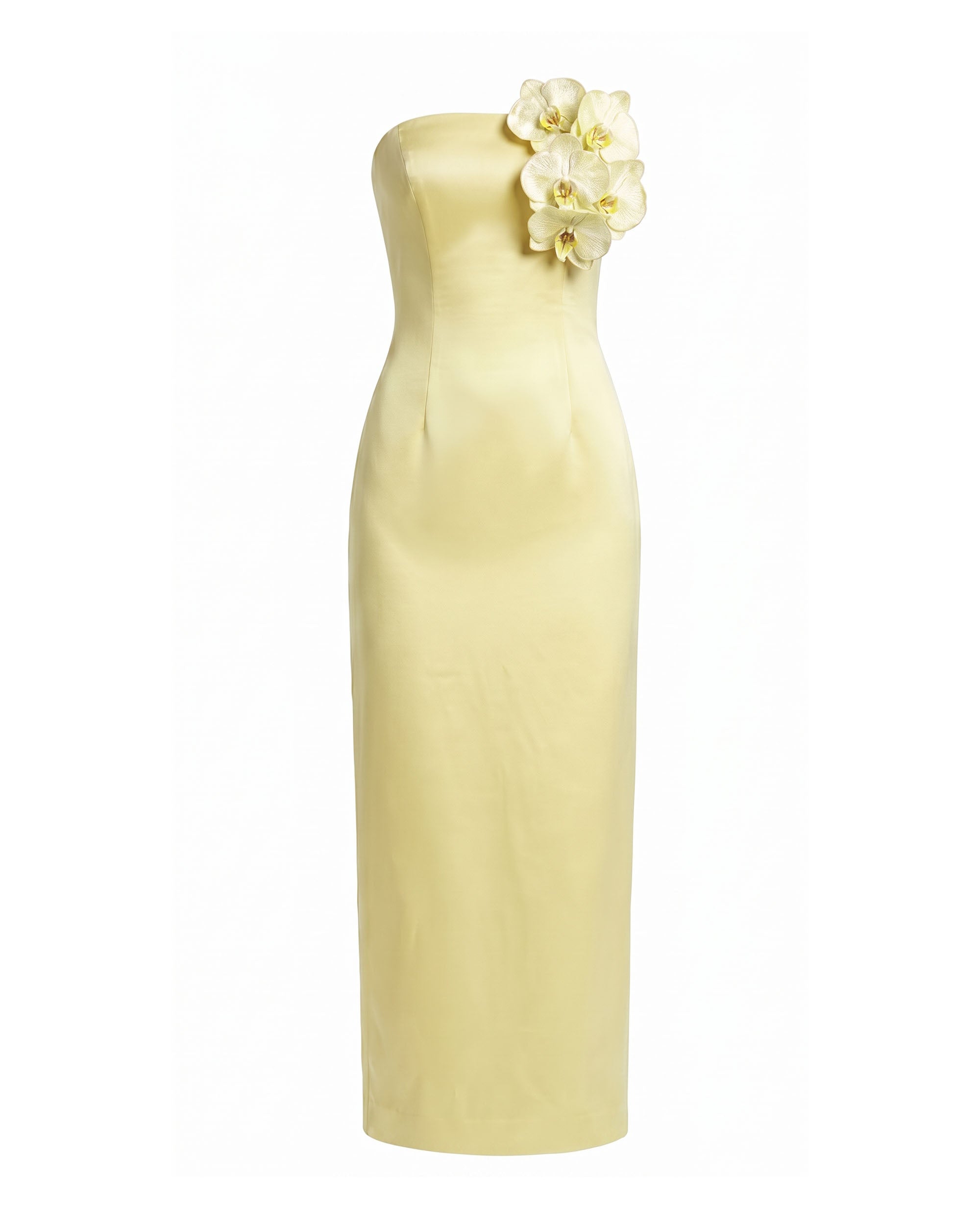 Orchid Embellished Strapless Maxi Dress - Yellow