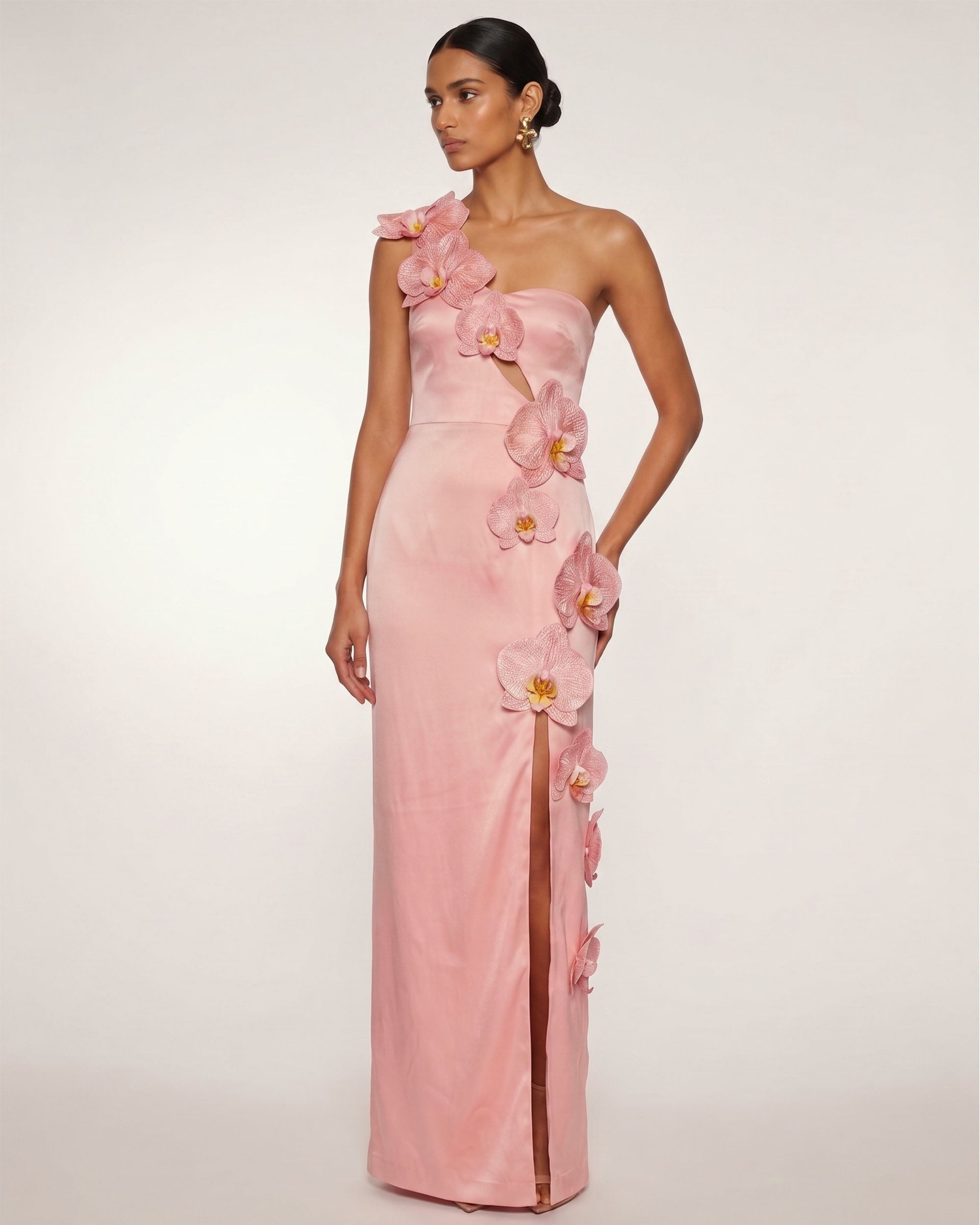 Orchid Embellished Cutout Slit Maxi Dress - Blush Pink
