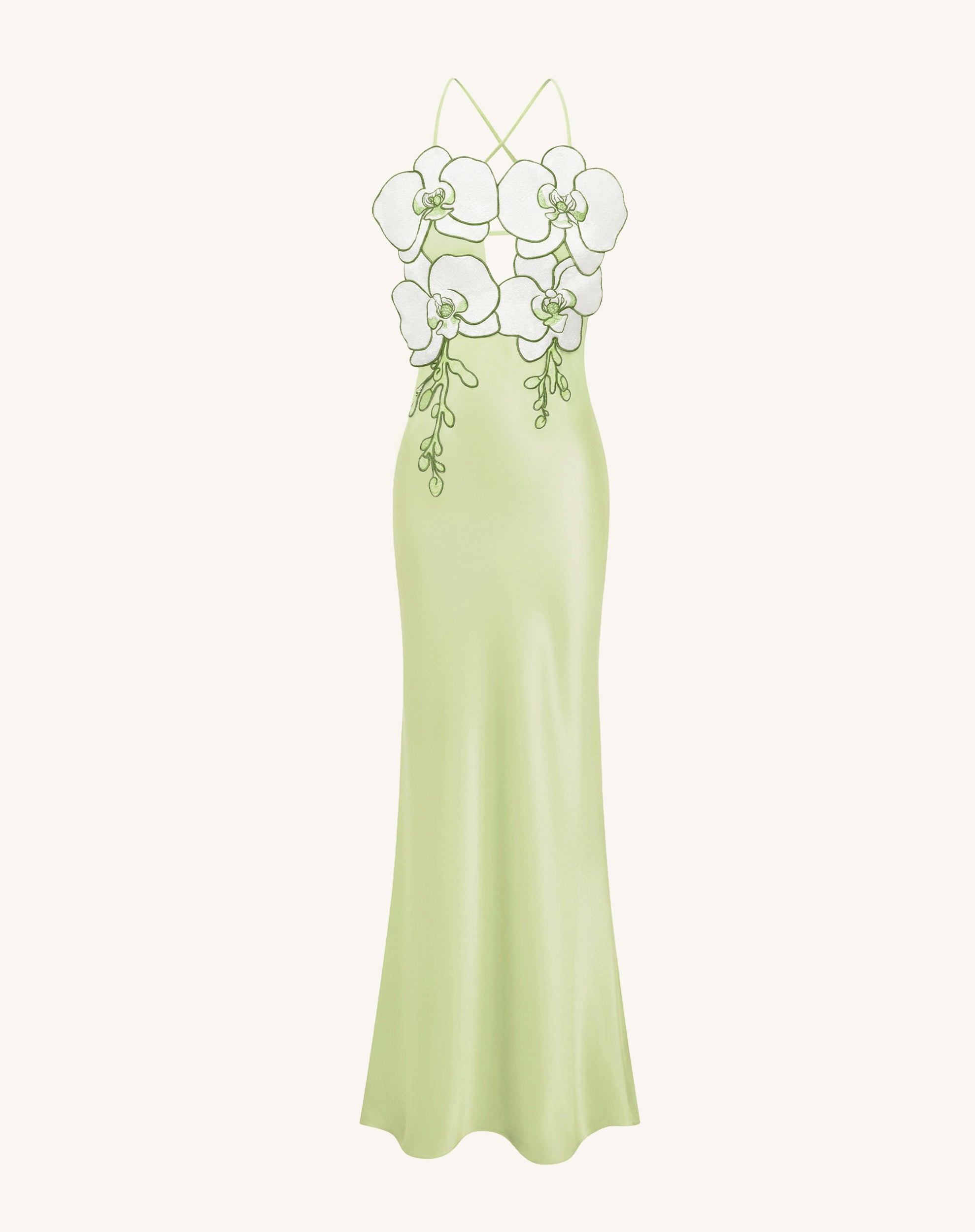 Orchid Embroidered Dress - Light Green/Ivory
