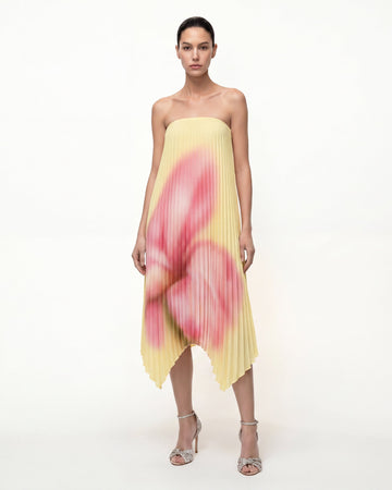 Floral-Print Strapless Convertible Midi Dress - Yellow