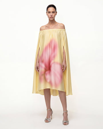 Floral-Print Convertible Off-the-Shoulder Midi Dress - Yellow