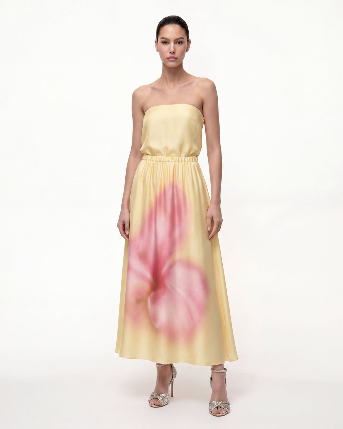 Floral-Print Convertible Off-the-Shoulder Midi Dress - Yellow