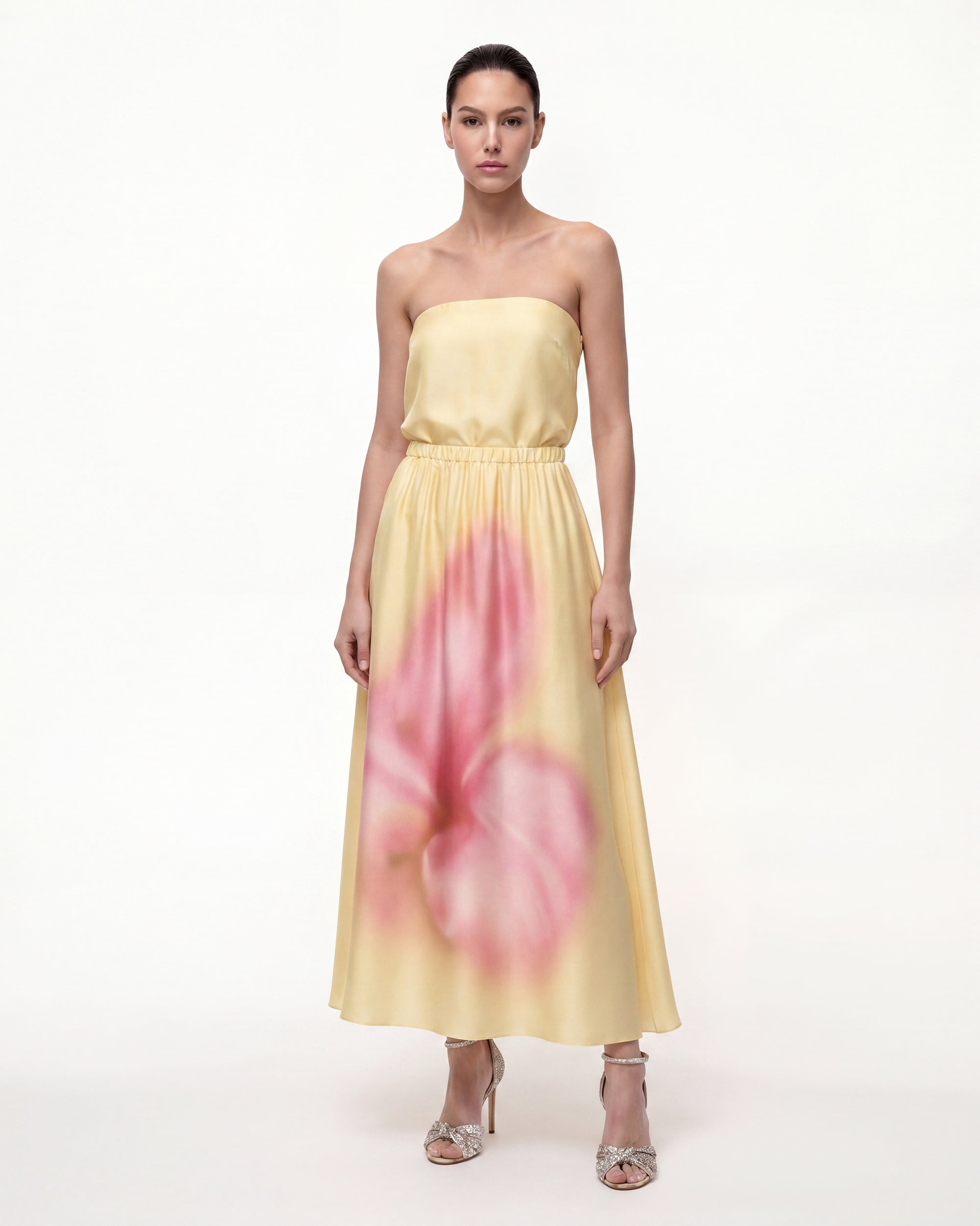 Floral-Print Convertible Off-the-Shoulder Midi Dress - Yellow