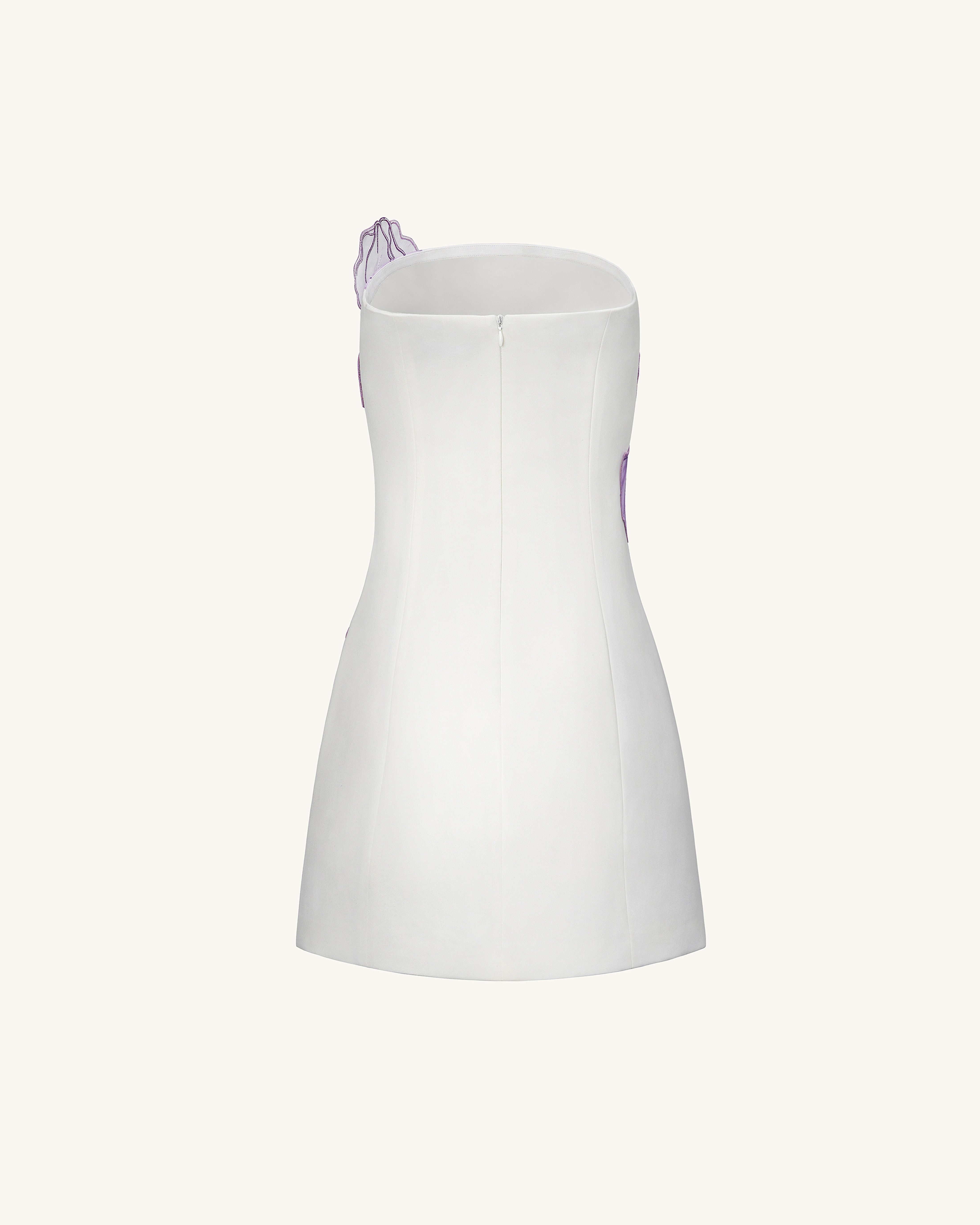 Iris Floral Print Strapless Dress - White