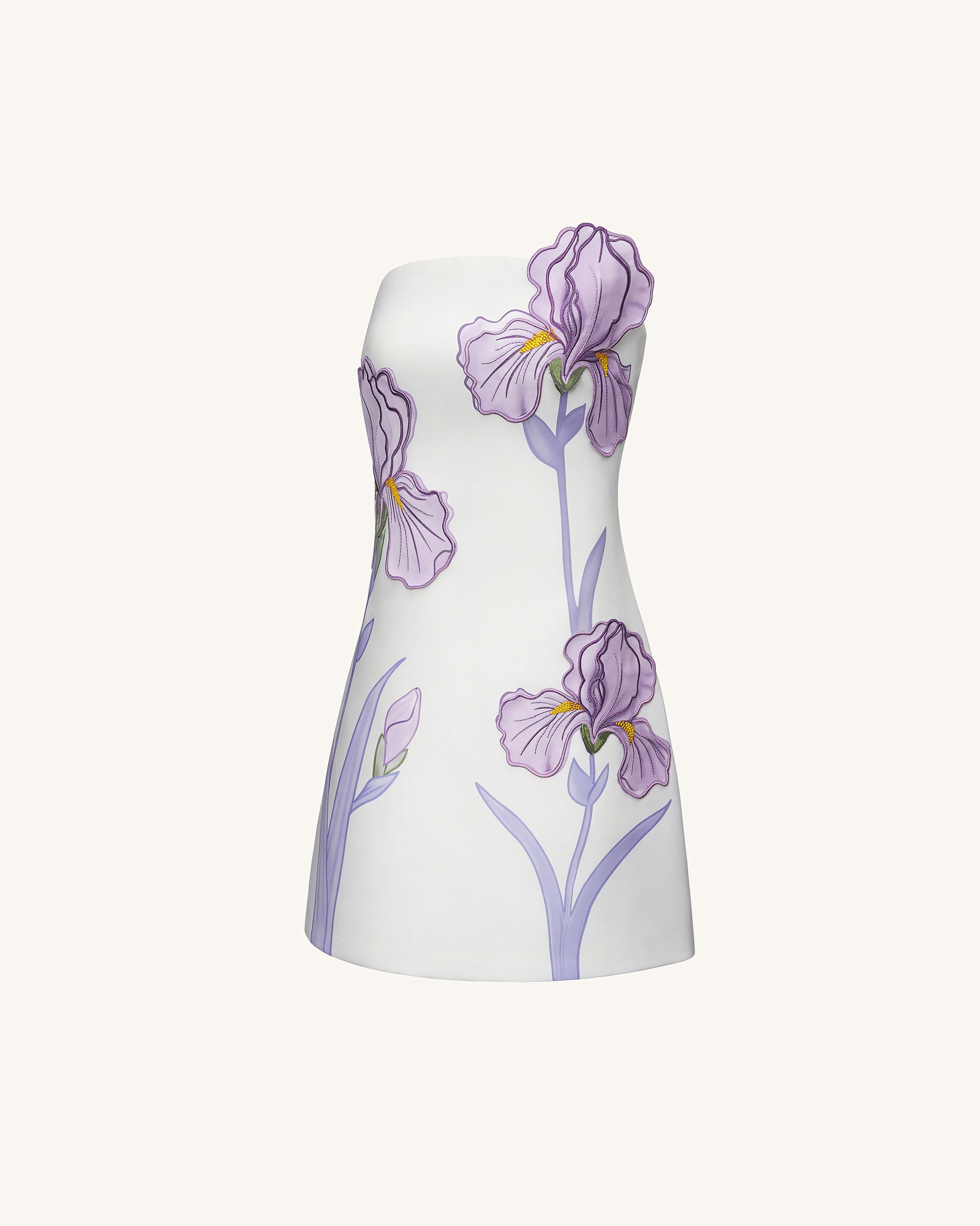 Iris Floral Print Strapless Dress - White