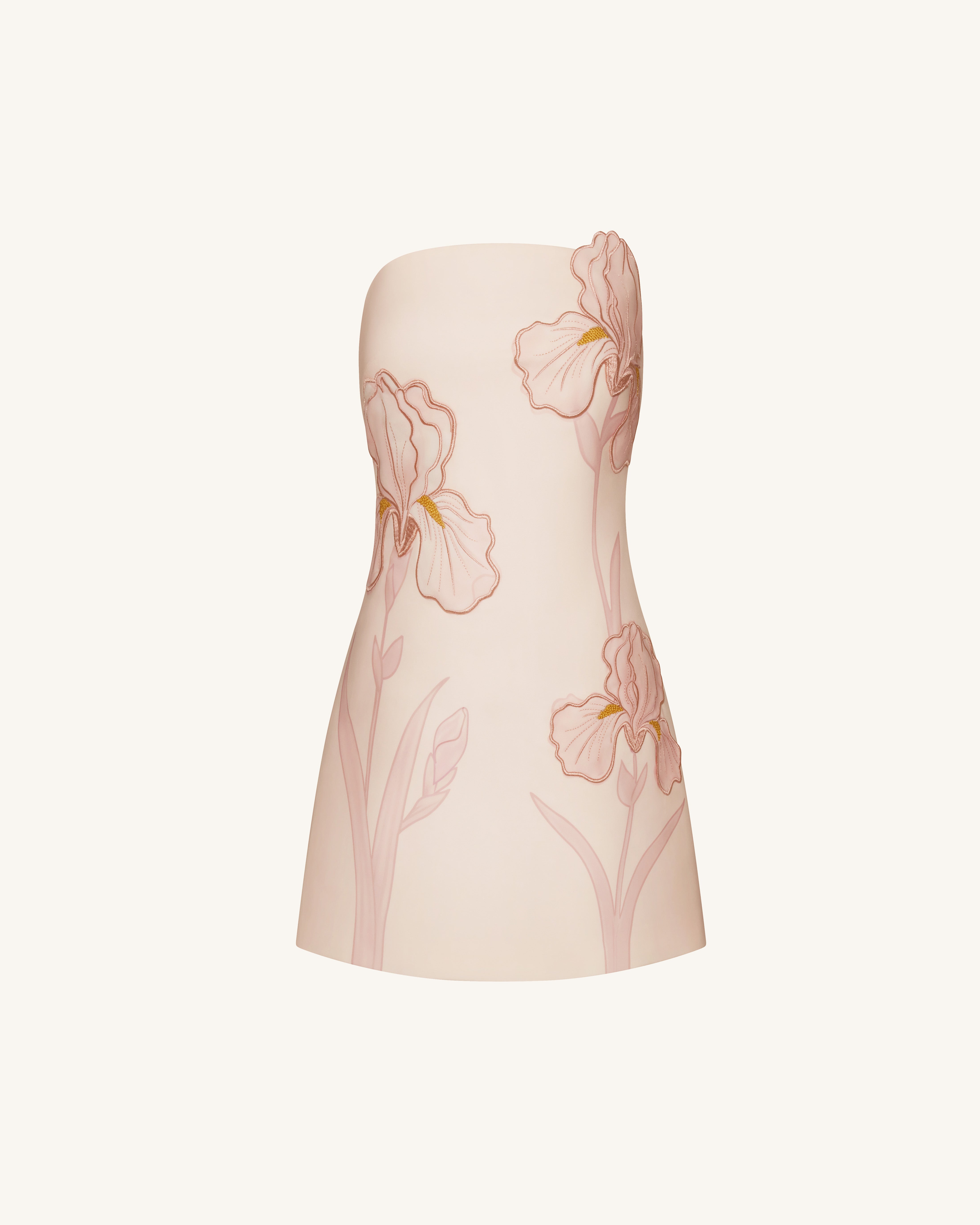 Iris Floral Print Strapless Dress - Pink