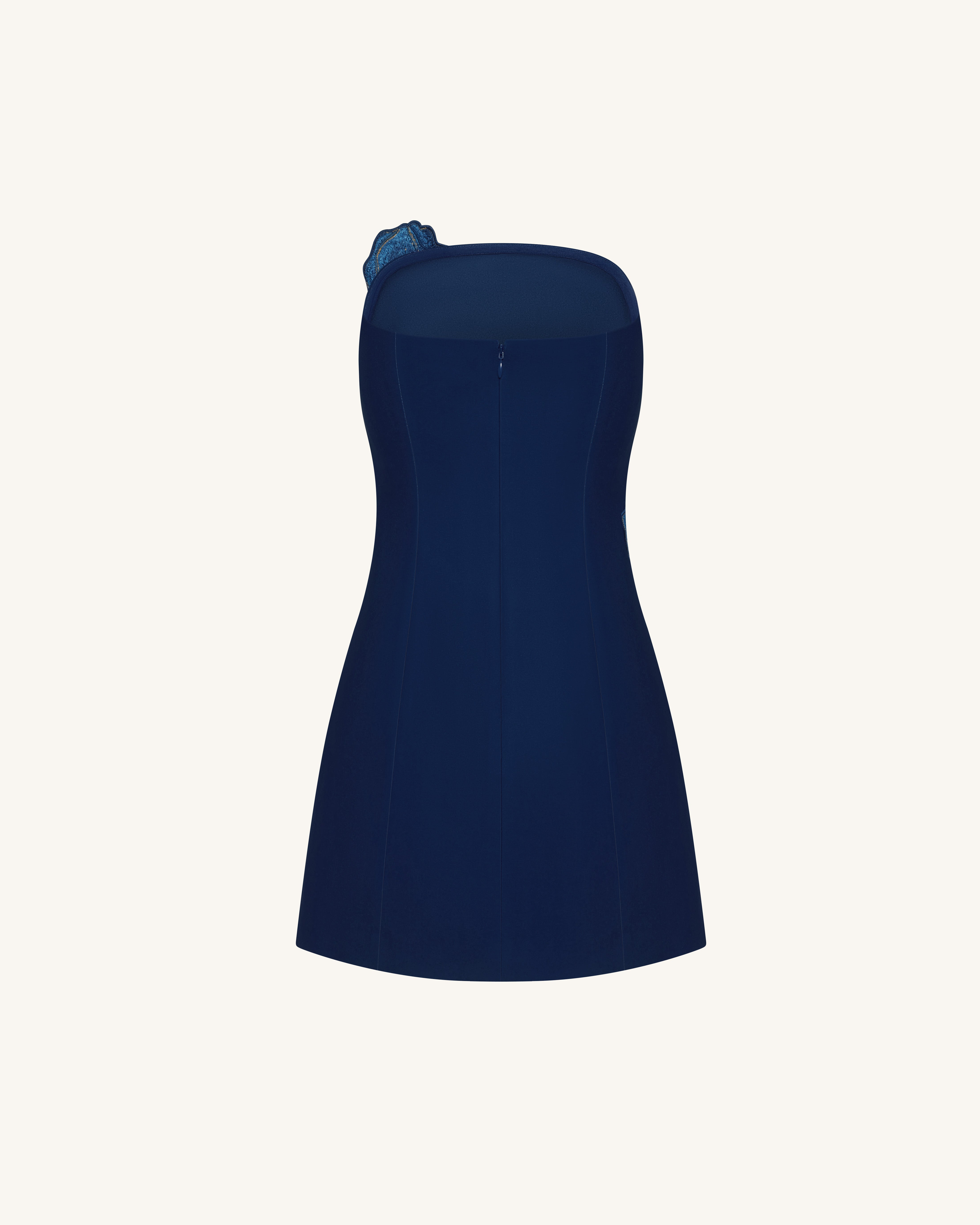 Iris Floral Print Strapless Dress – Navy blue