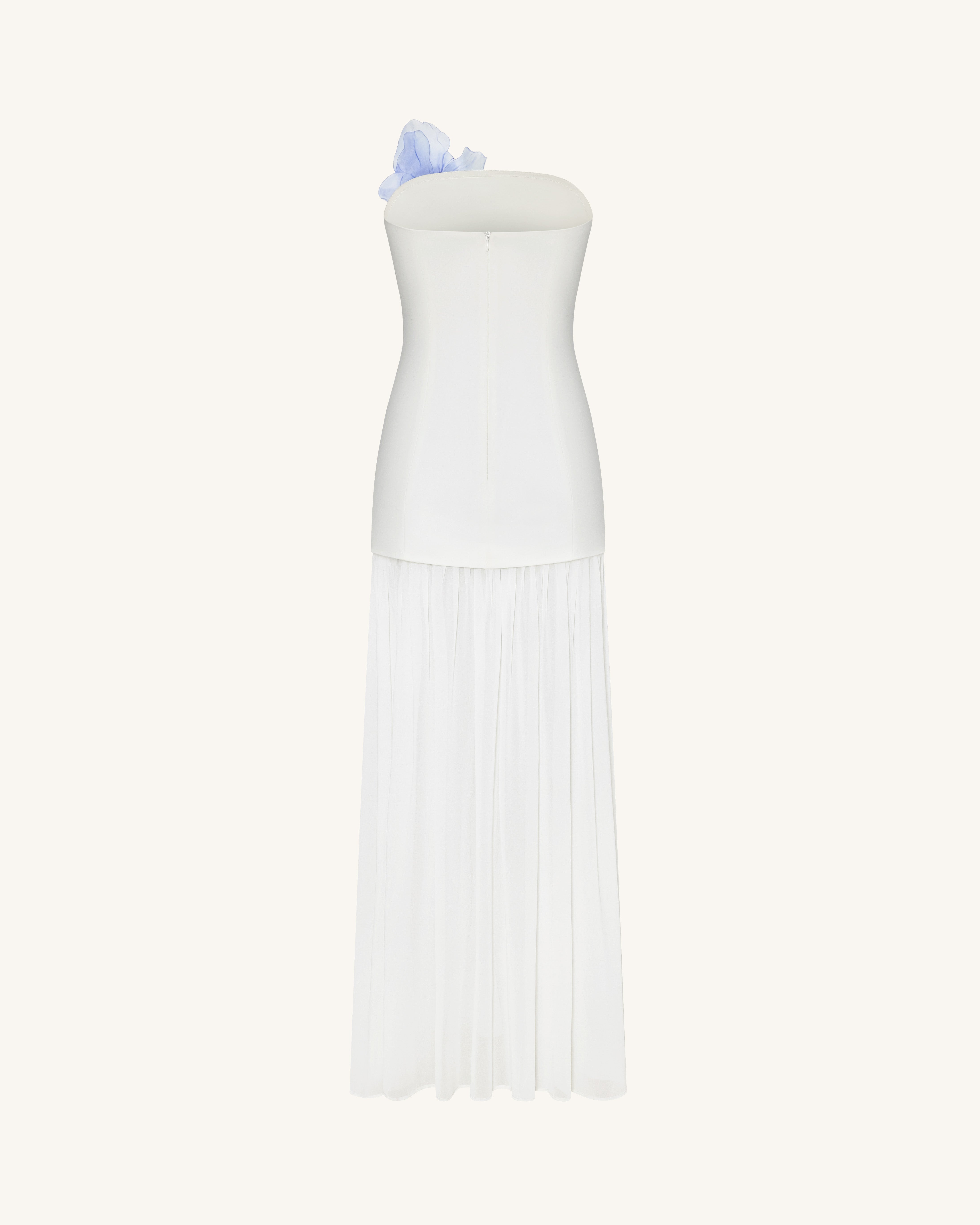 Floral One Shoulder Maxi Dress - White