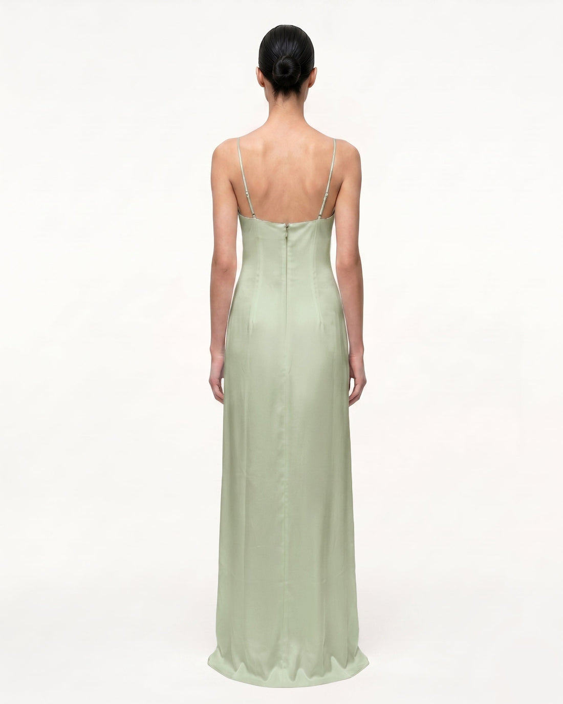 Iris Motif Satin Slip Gown - Light Green/Purple