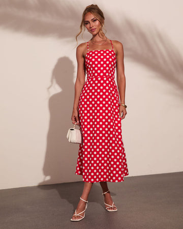 Coastal Charm Polka Dot Midi Dress