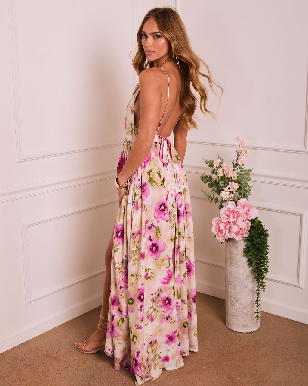 Blooming Muse Plunging Floral Maxi Dress