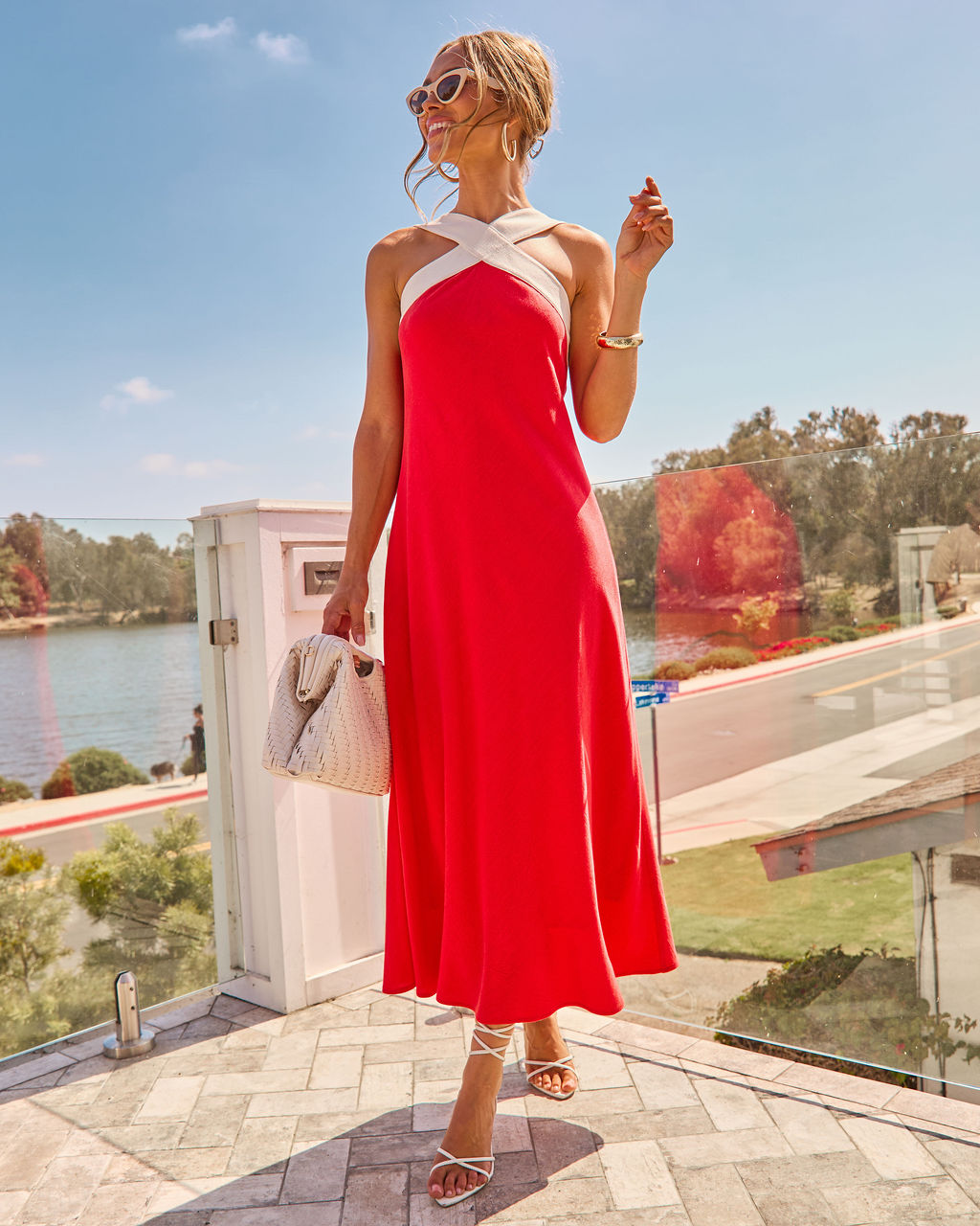 Lelanie Color Block Linen Blend Maxi Dress