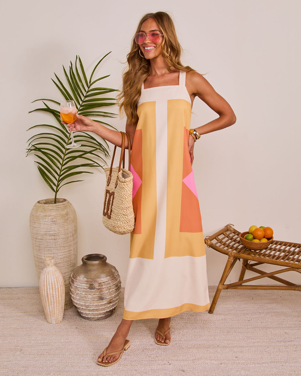 Fresh Glow Abstract Shift Maxi Dress