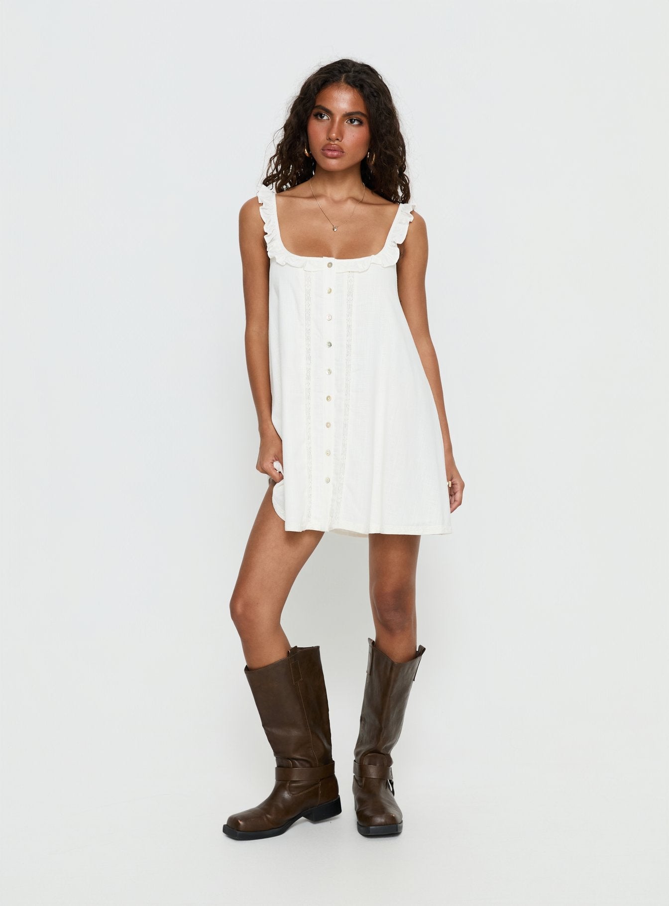 Malinda Babydoll Mini Dress White