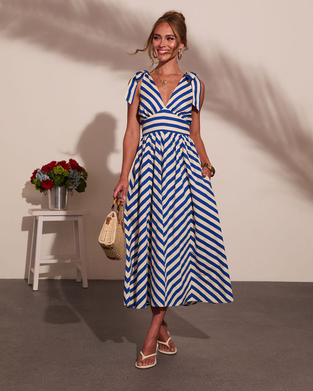 Deckside Muse Cotton Striped Maxi Dress