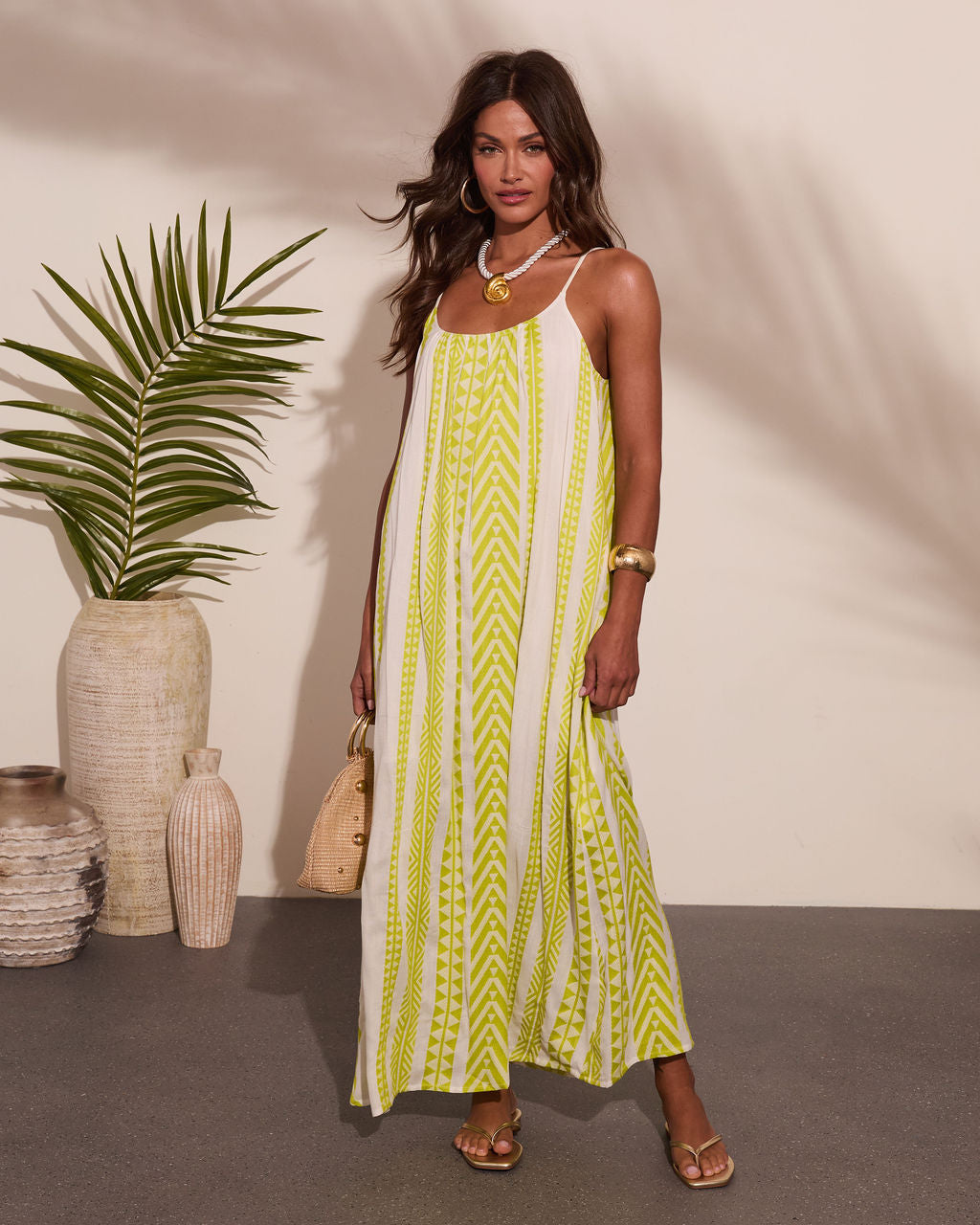 Summer Drift Abstract Striped Maxi Dress